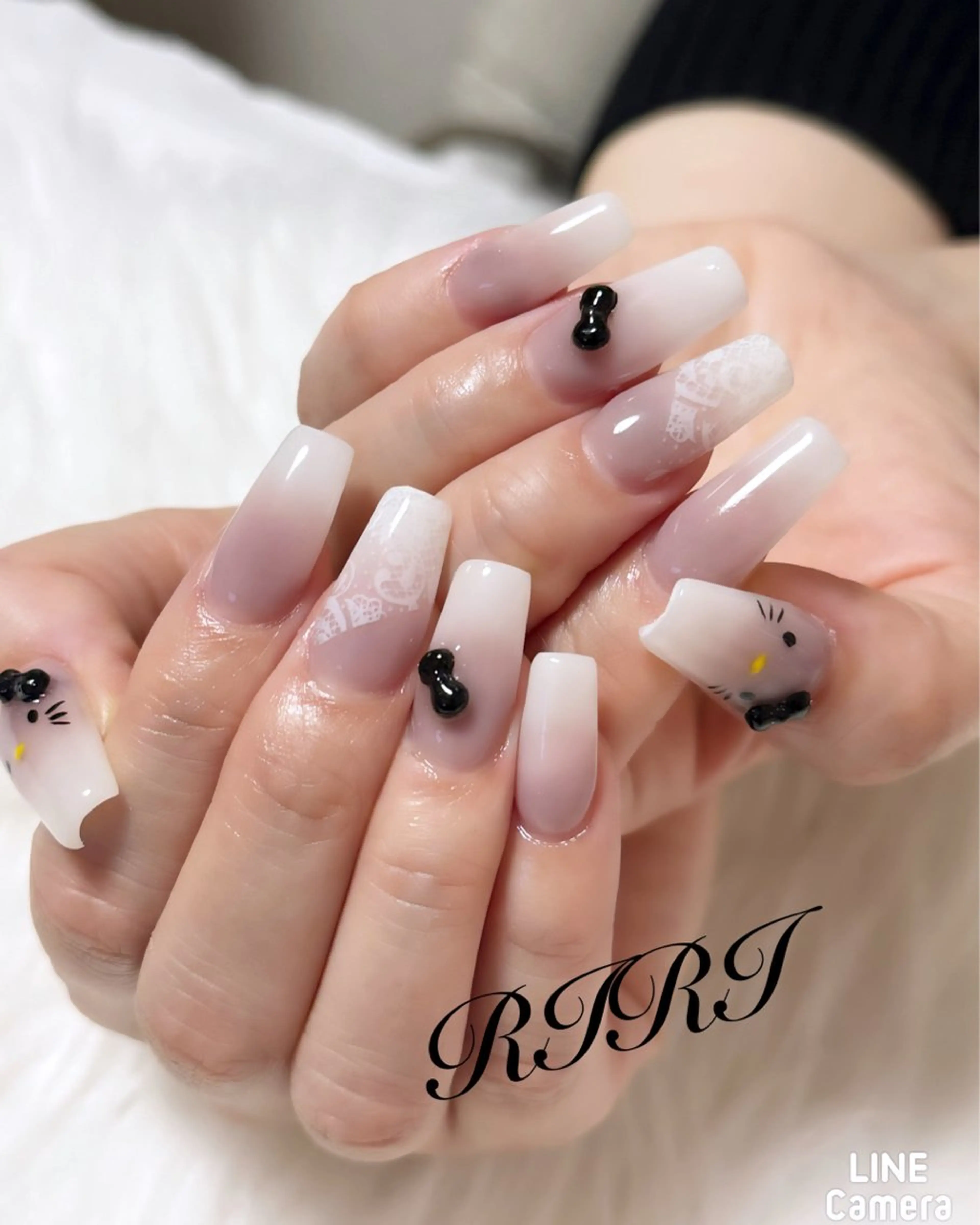 ネイル ジェルネイル レース ロングネイル スカルプネイル シンプルネイル riri オーナーのネイルデザイン