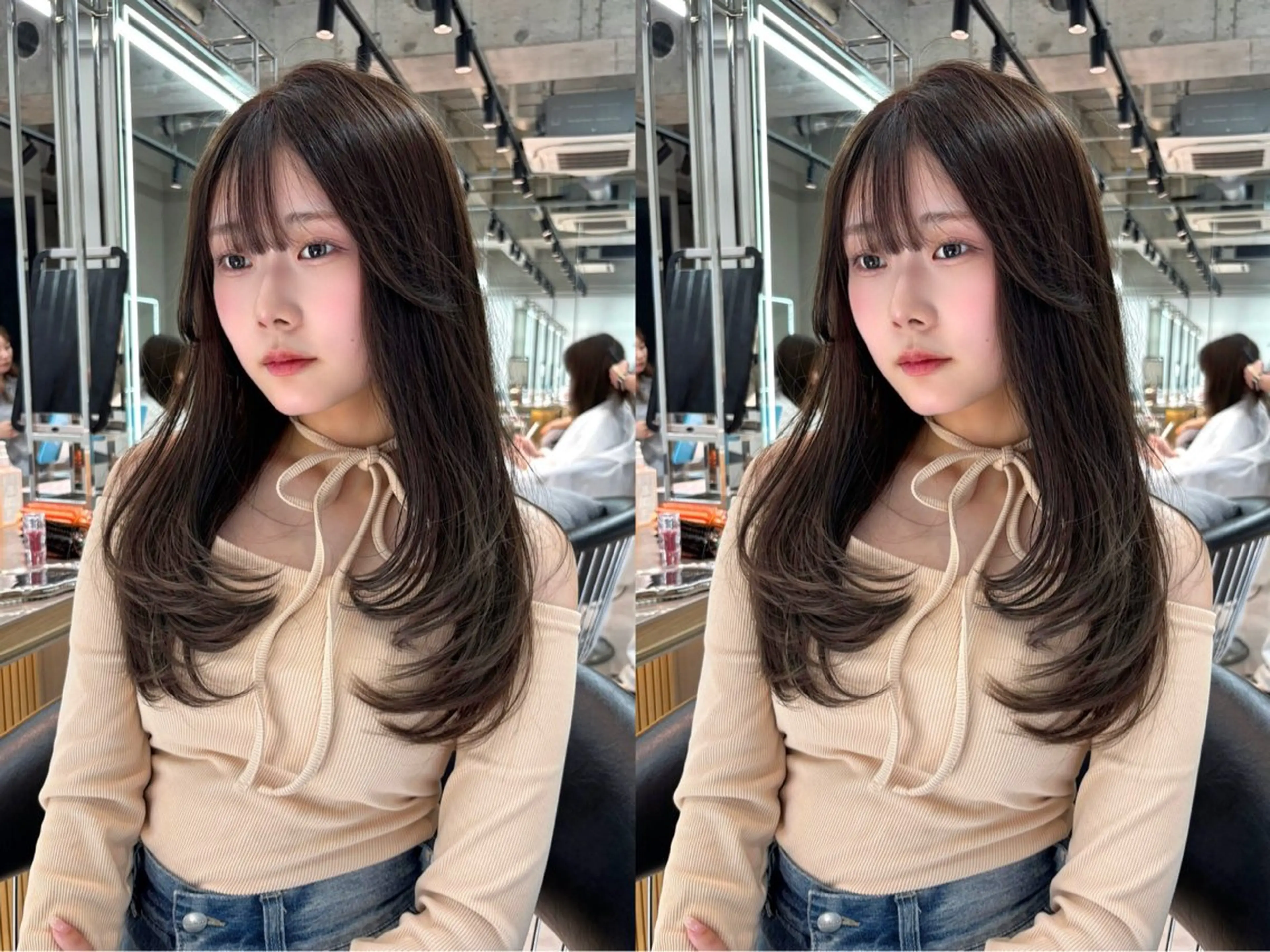 ミディアム カラー ミディアムレイヤー ブリーチ 透明感カラー ブリーチなしカラー 顔まわりレイヤー 【博多髪質改善】 吉村　清志のヘアスタイル