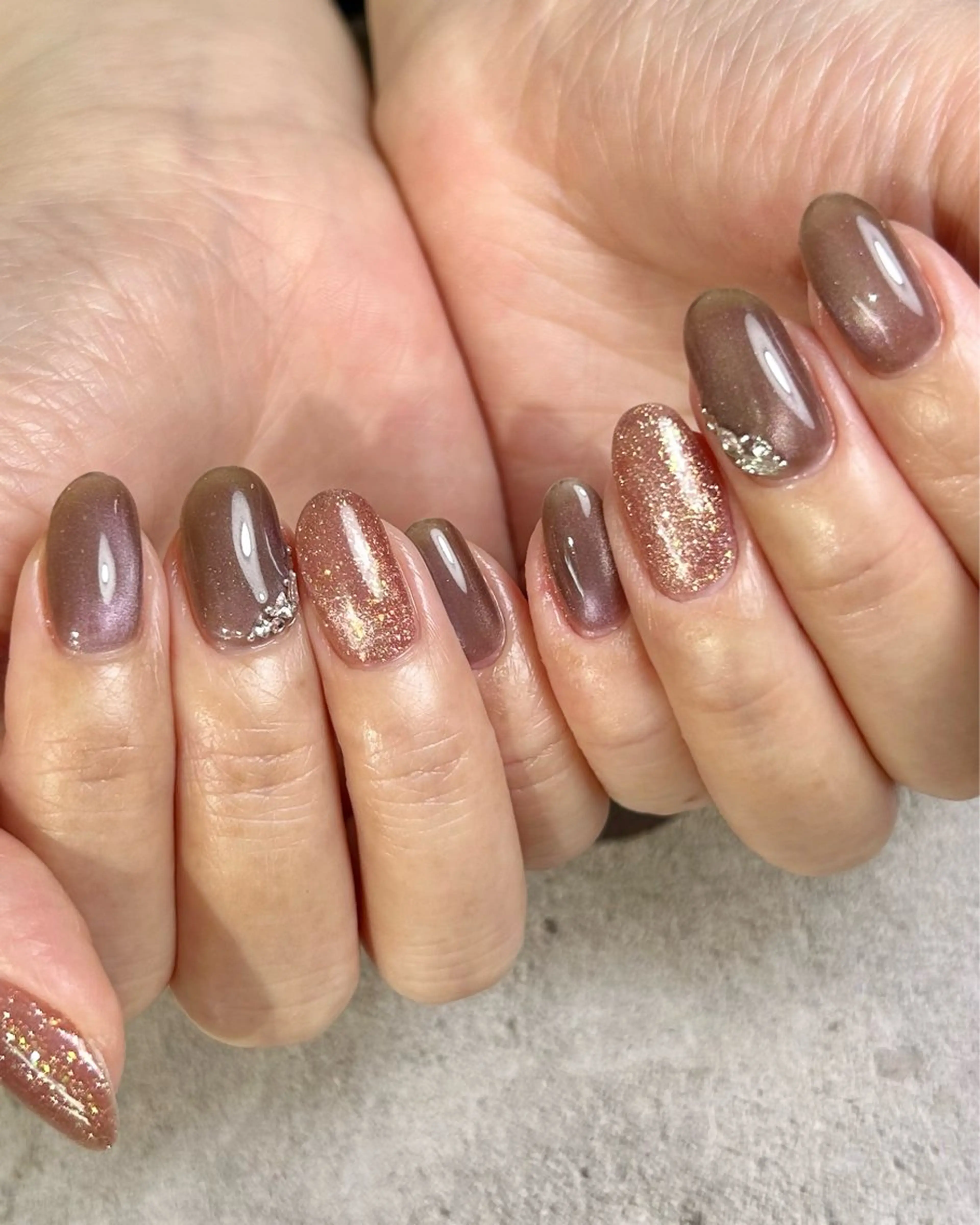 ネイル ラメ(グリッター) マグネットネイル ピンク ハンドネイル Reflection marikoのネイルデザイン