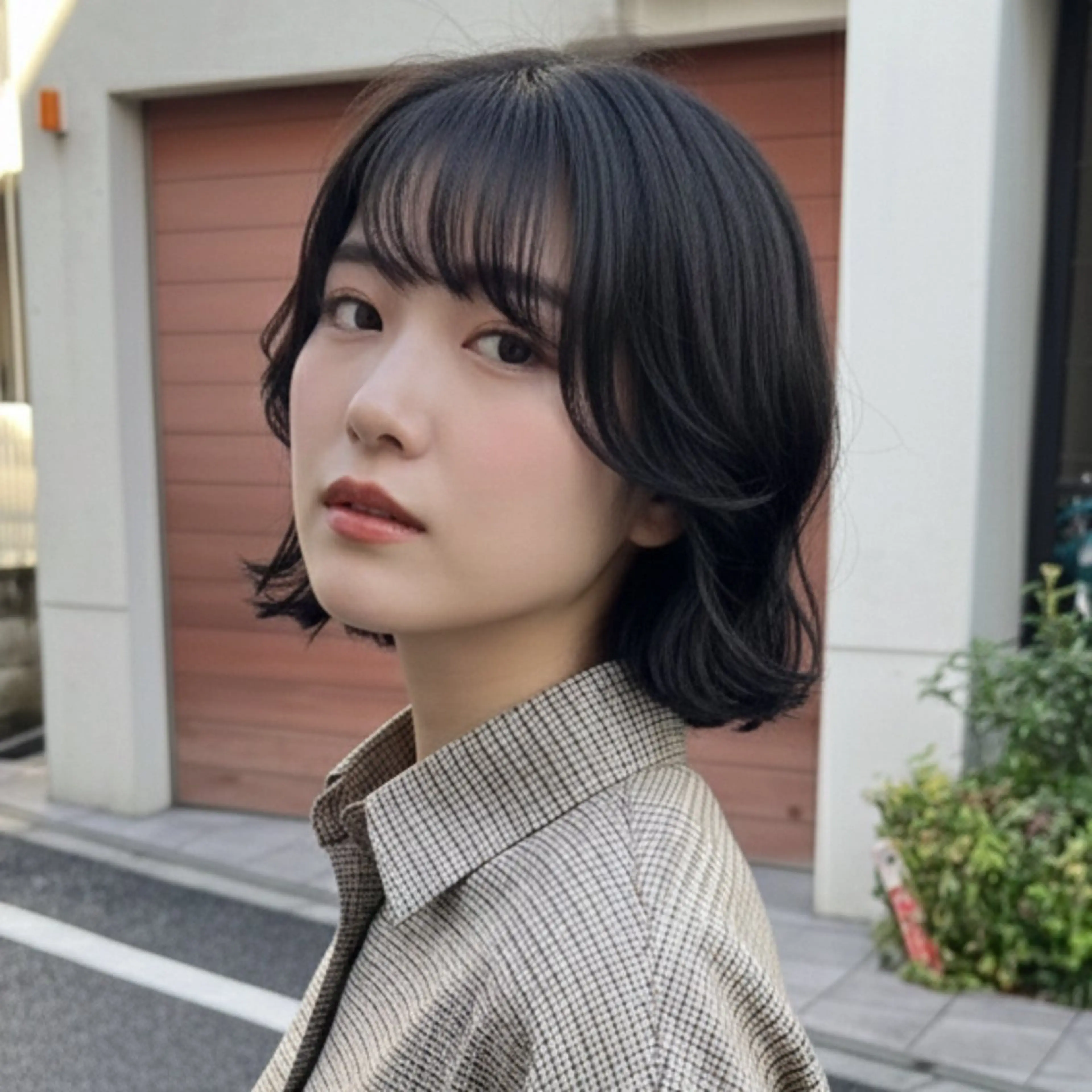 ミディアム ミディアムパーマ ボブ 髪質改善 トリートメント コテ巻き風パーマ SHONOのヘアスタイル
