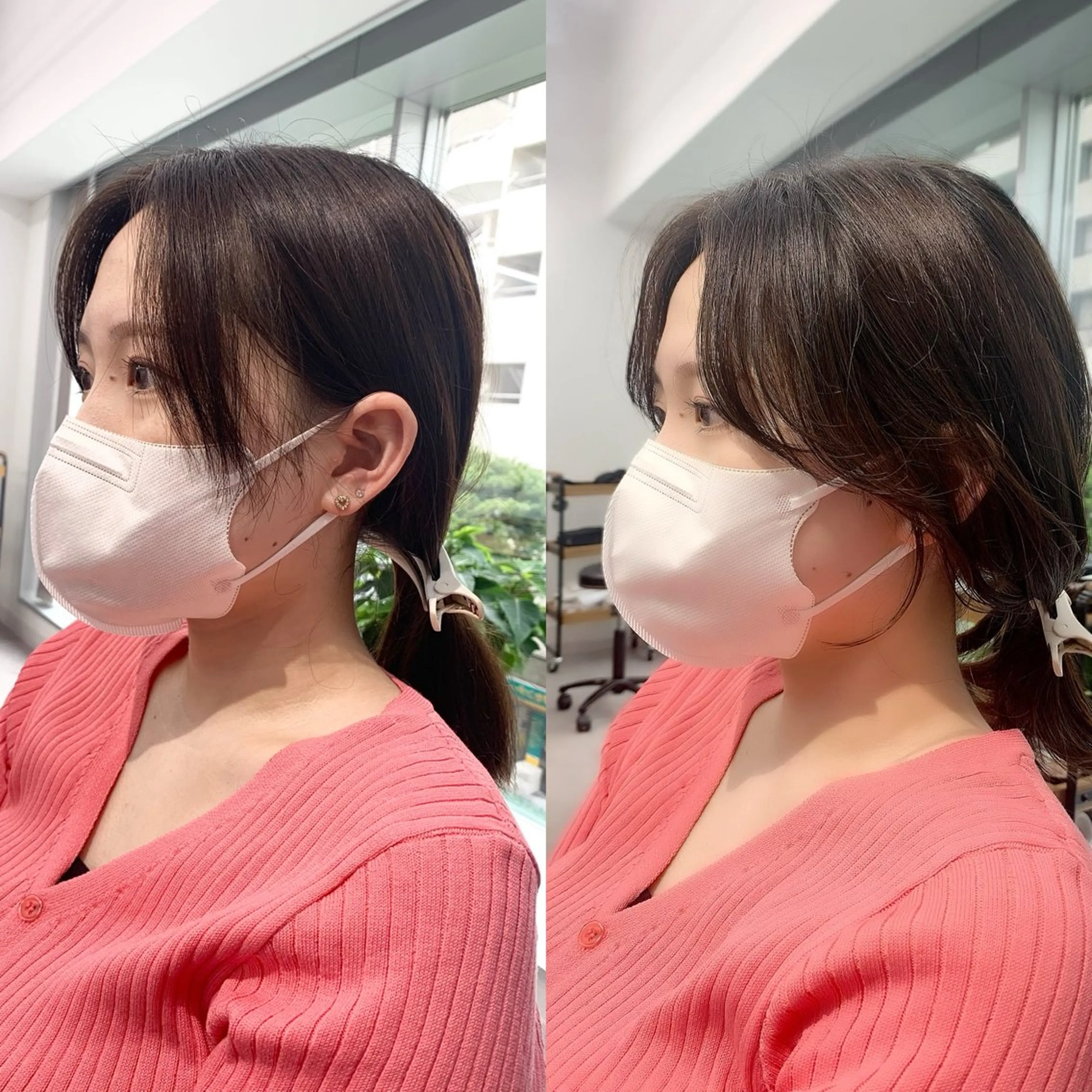 ミディアム カラー パーマ ヘアアレンジ メンズ キッズ レイヤーカット 🌿透け感カラーのヘアスタイル
