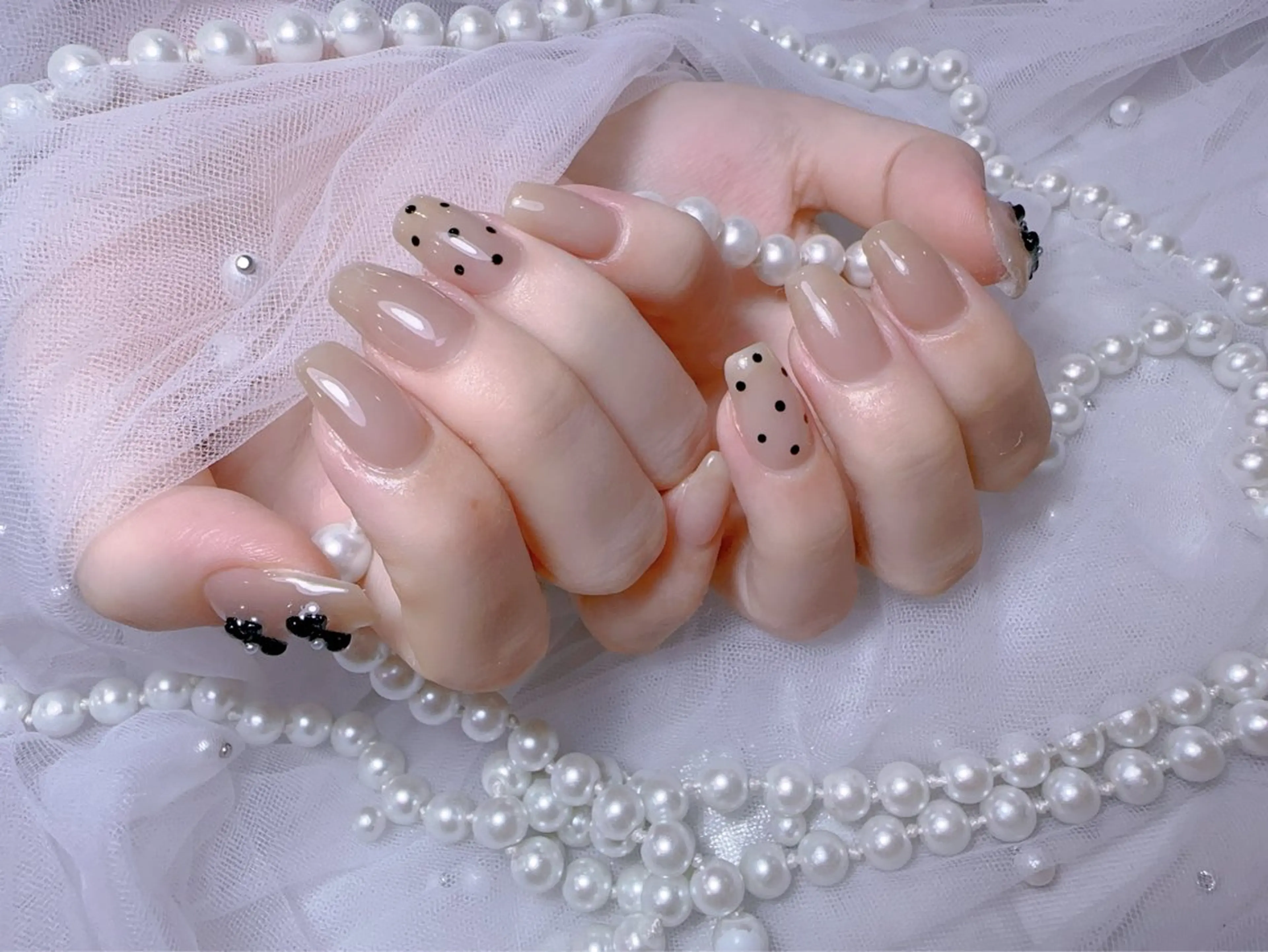 ネイル アートネイル フラッシュネイル フレンチネイル ジェルネイル ガラスフレンチ ハンドネイル You&Me Miyuのネイルデザイン