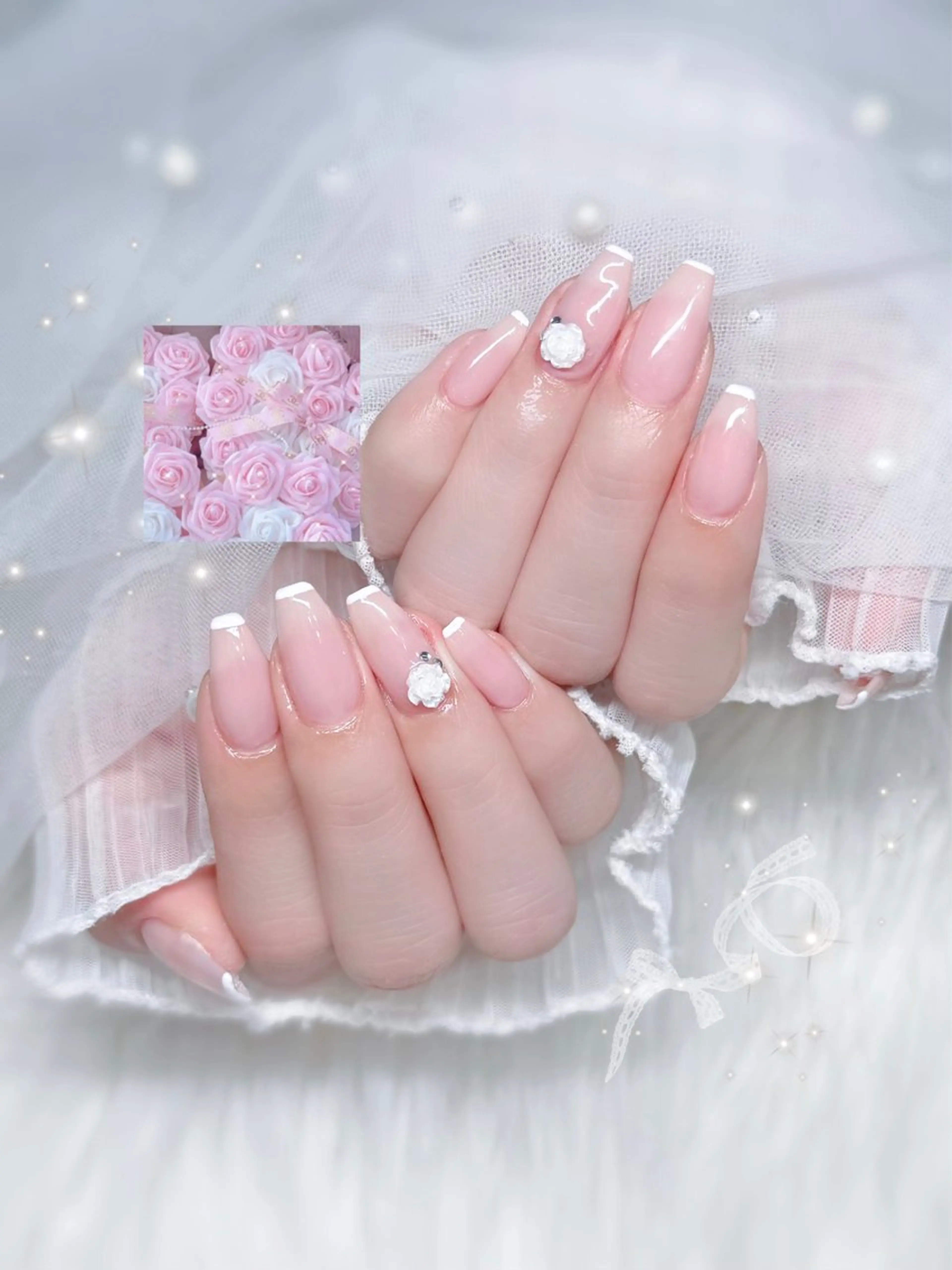 ネイル フレンチネイル ハンドネイル ✩.*🎀 aoi🎀のネイルデザイン