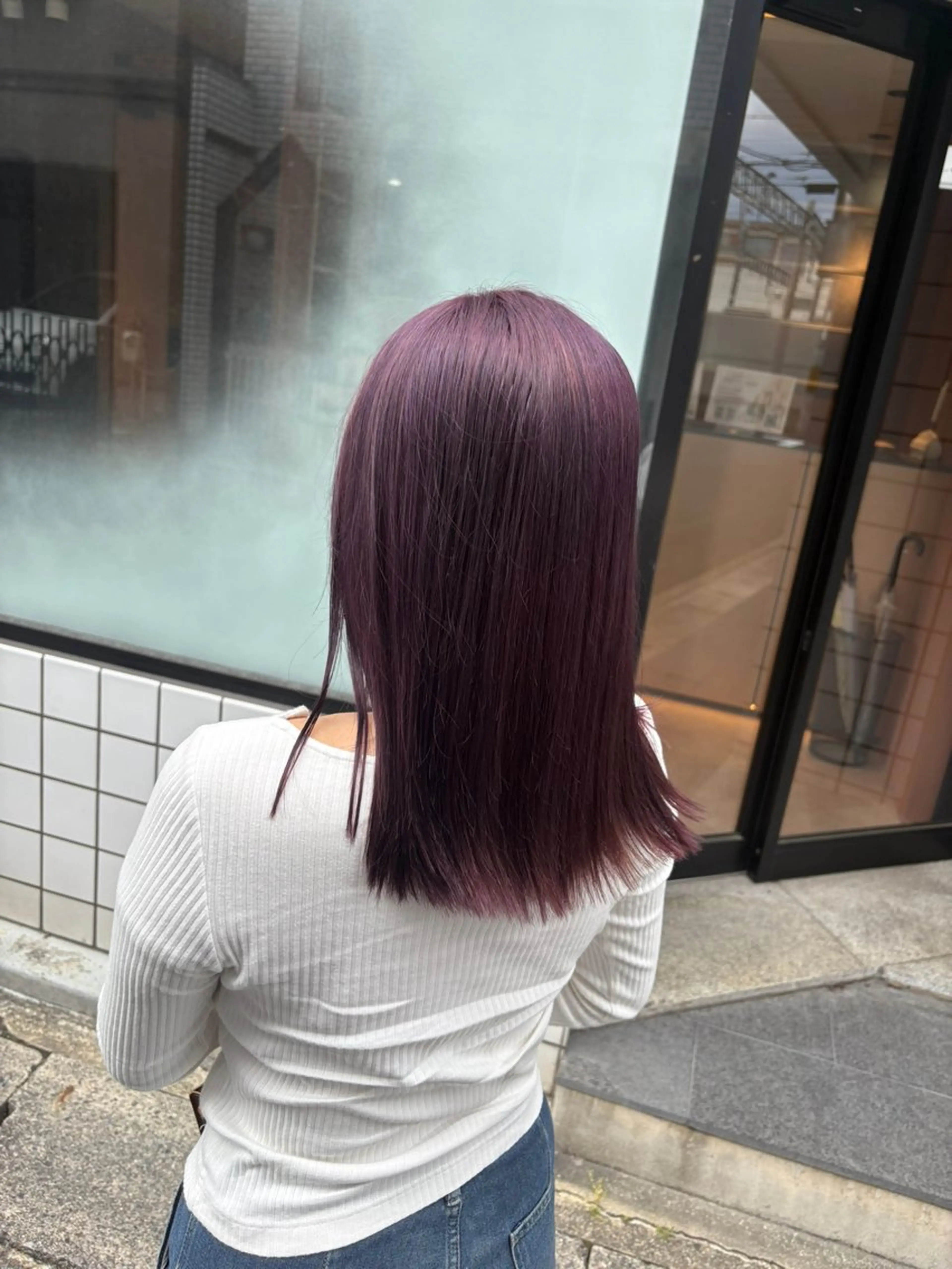 セミロング パープルカラー カット ヘアカラー ラフィスヘアーGlanz桂店所属・🌈鈴木 泰地🌈のヘアスタイル