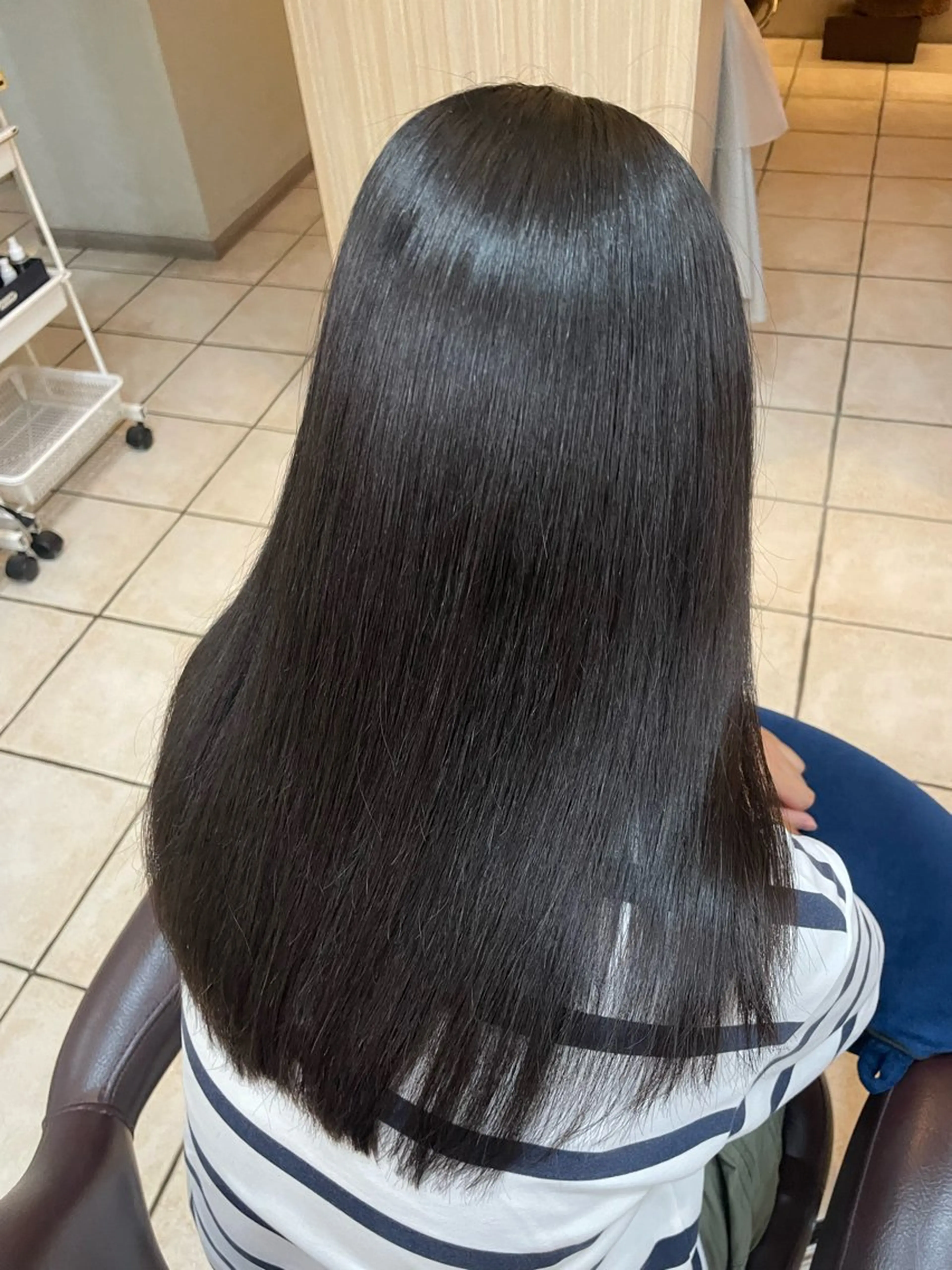 ロング パーマ 髪質改善 トリートメント 縮毛矯正 岡山駅/髪質改善 透明感カラー🐼のヘアスタイル