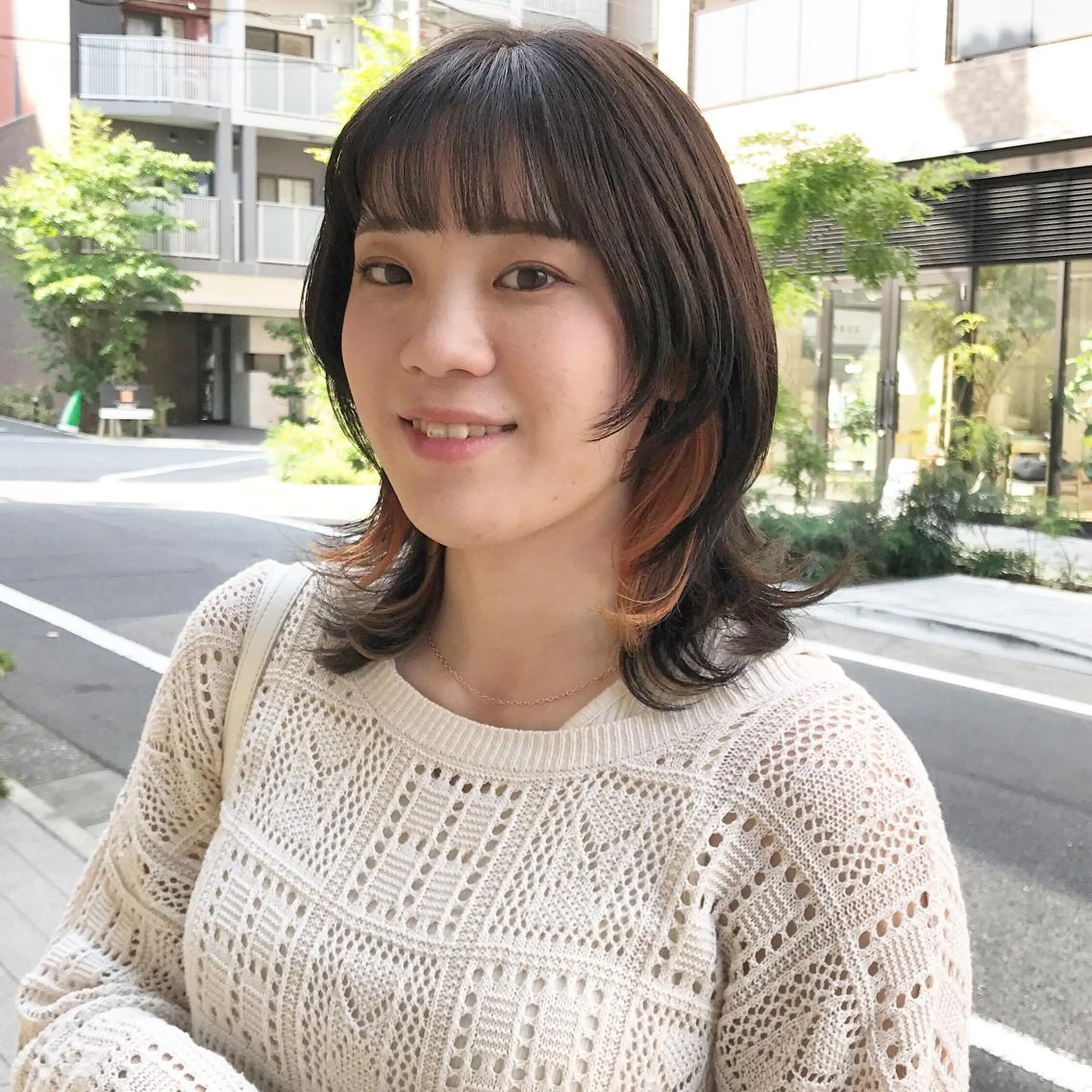 ミディアム カラー デザインカラー オレンジ ウルフカット カット ヘアカラー トリートメント ヘアセット ✂︎ウルフ・ショート ✂︎MIKUNIのヘアスタイル