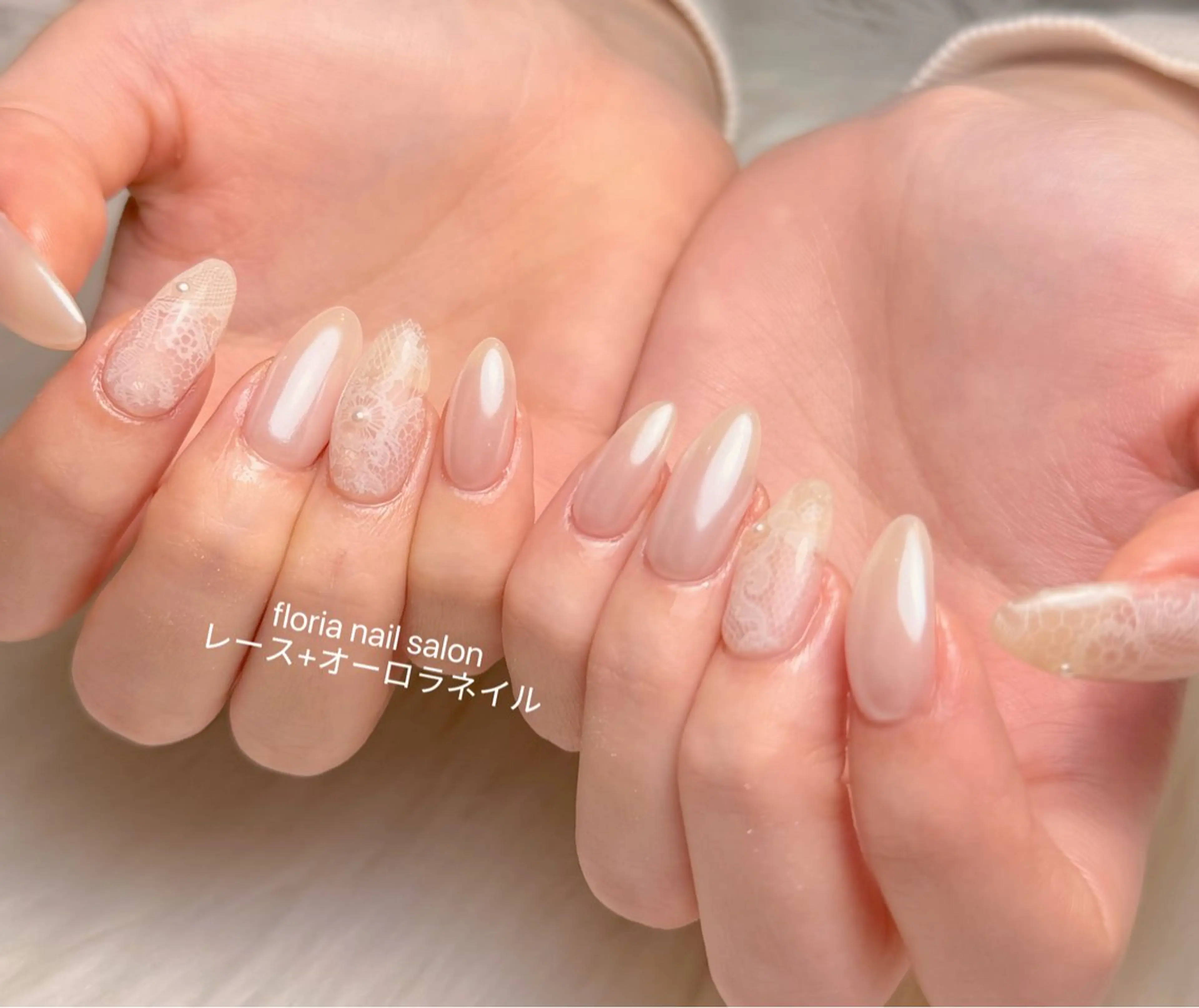 ネイル アートネイル オーロラネイル チークネイル ドット フレンチネイル ハンドネイル Floria nail salonのネイルデザイン