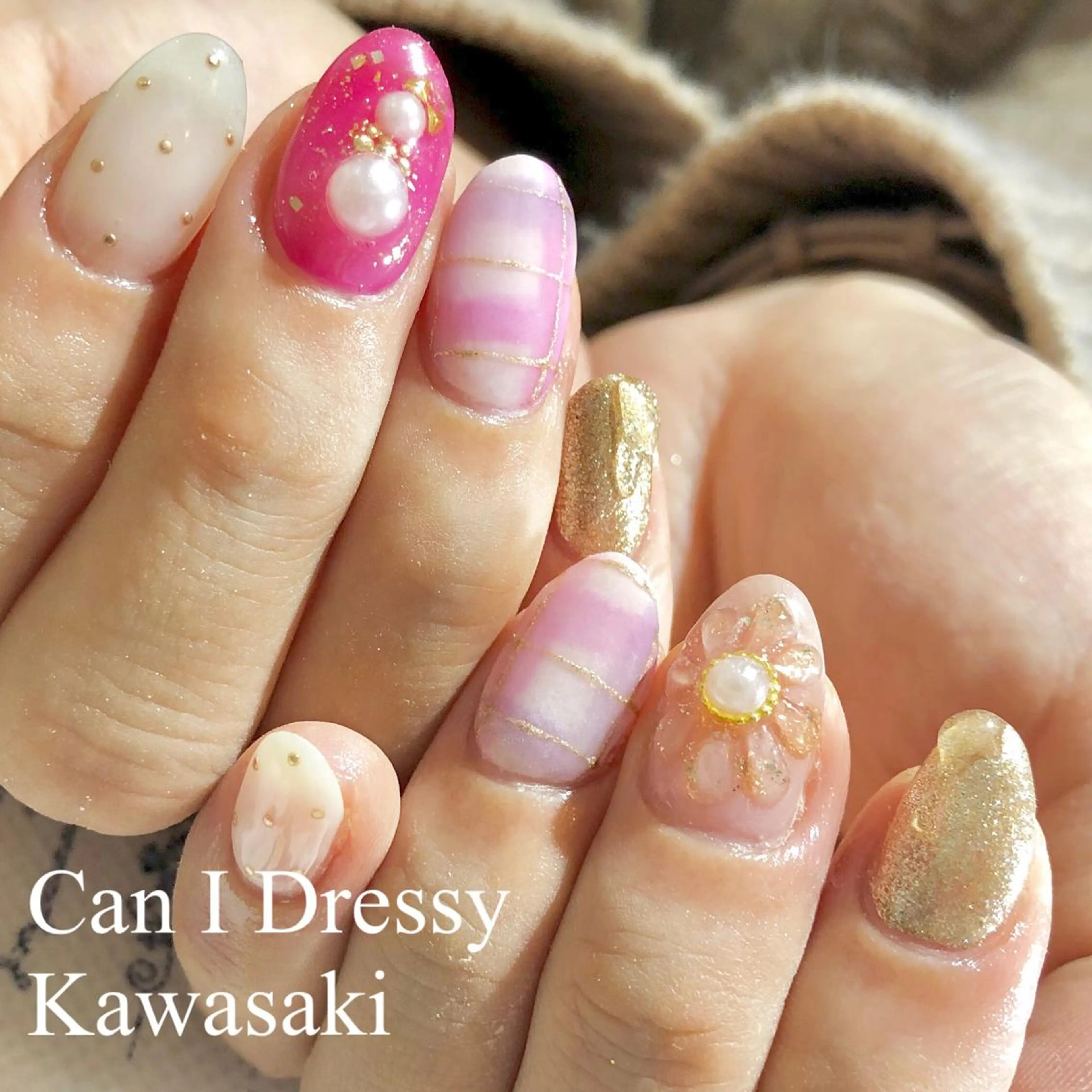 ネイル フラワーネイル ぷっくりネイル ハンドネイル Can I 川崎店 三島 久美子のネイルデザイン