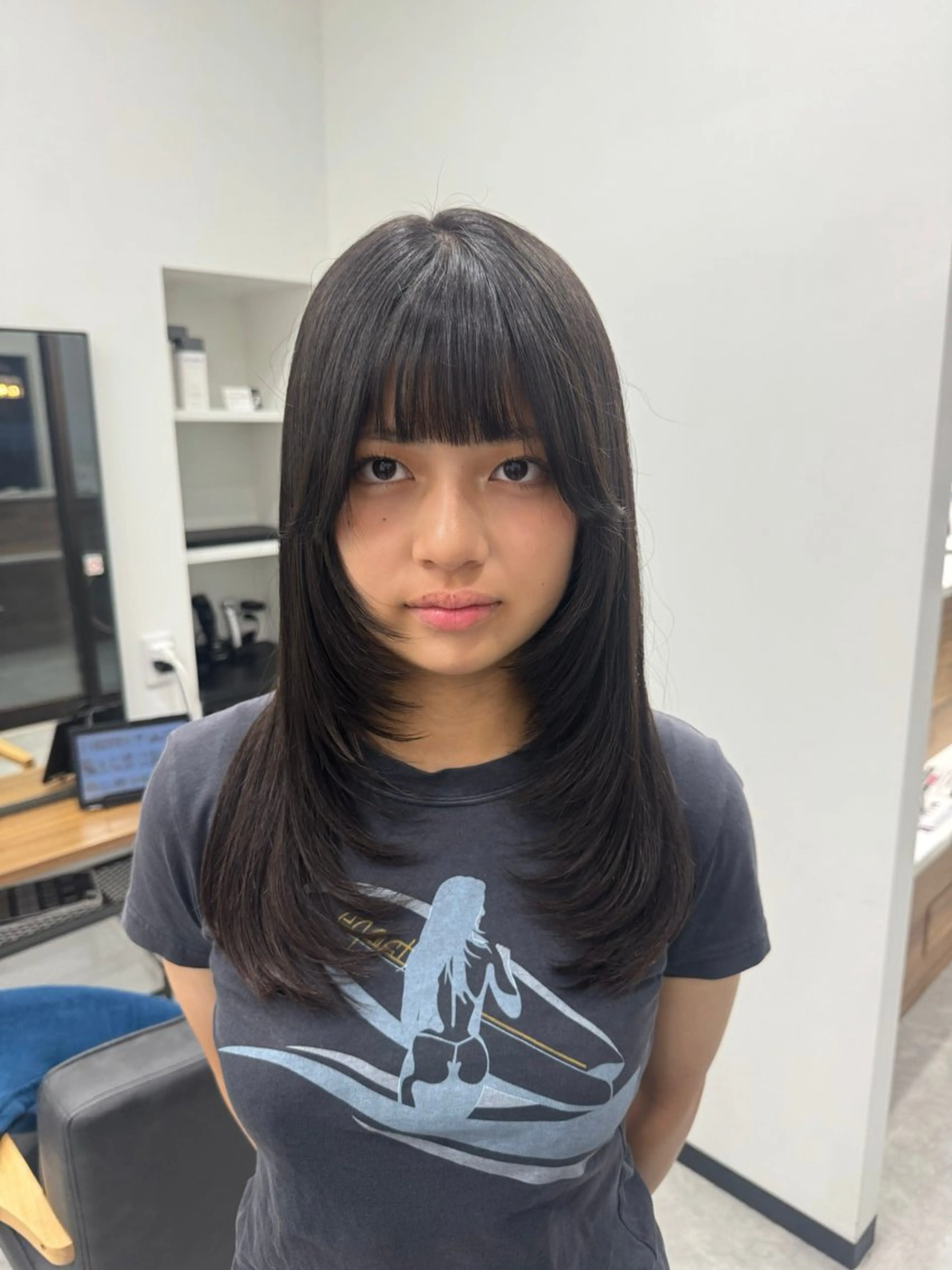 ロング レイヤーカット シャギー カット トリートメント 𝘀𝗮𝗲 ⑅*/ 艶髪/ショートボブのヘアスタイル