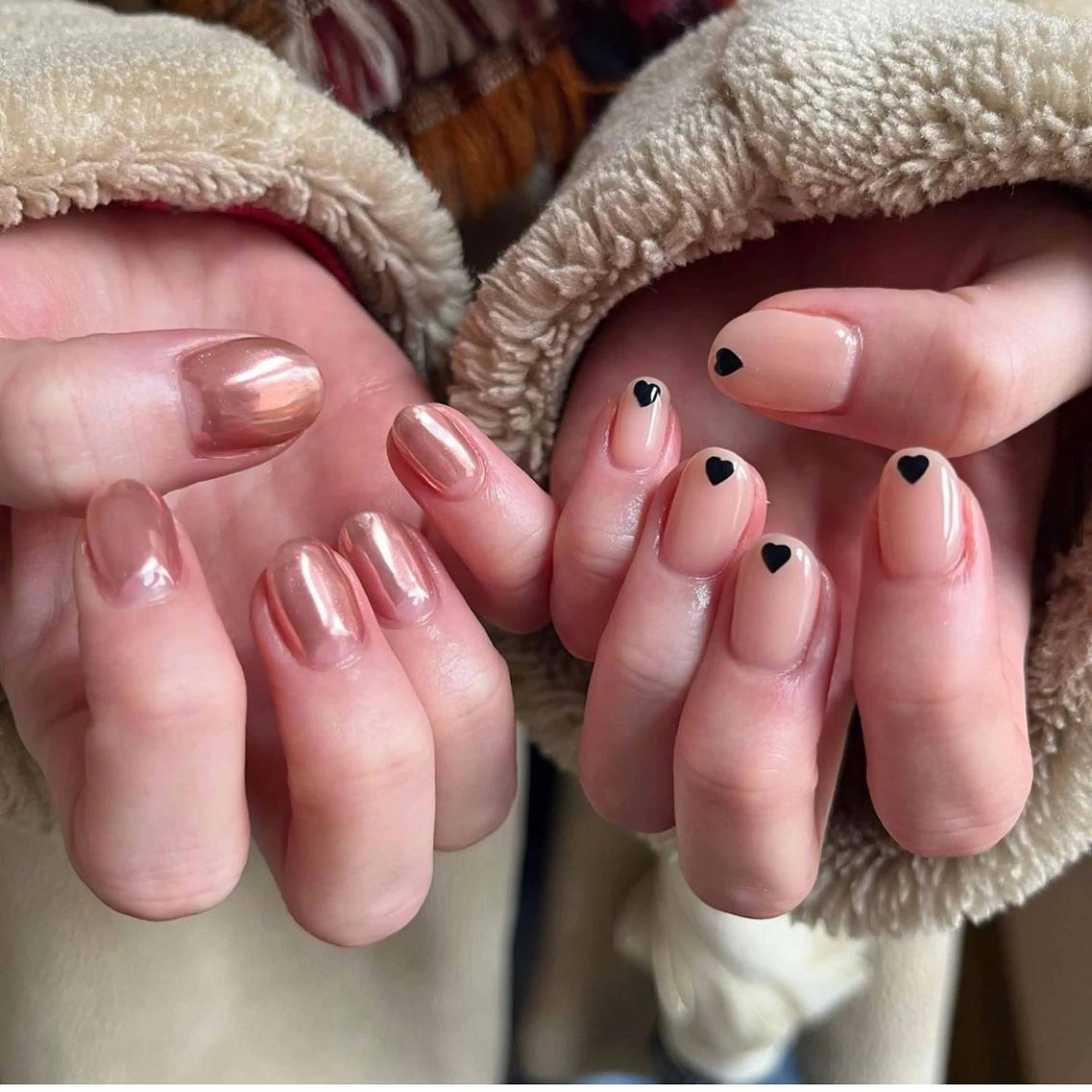 ネイル ハート ミラーネイル ニュアンスネイル namm.🍒✨ Fuka🧡のネイルデザイン