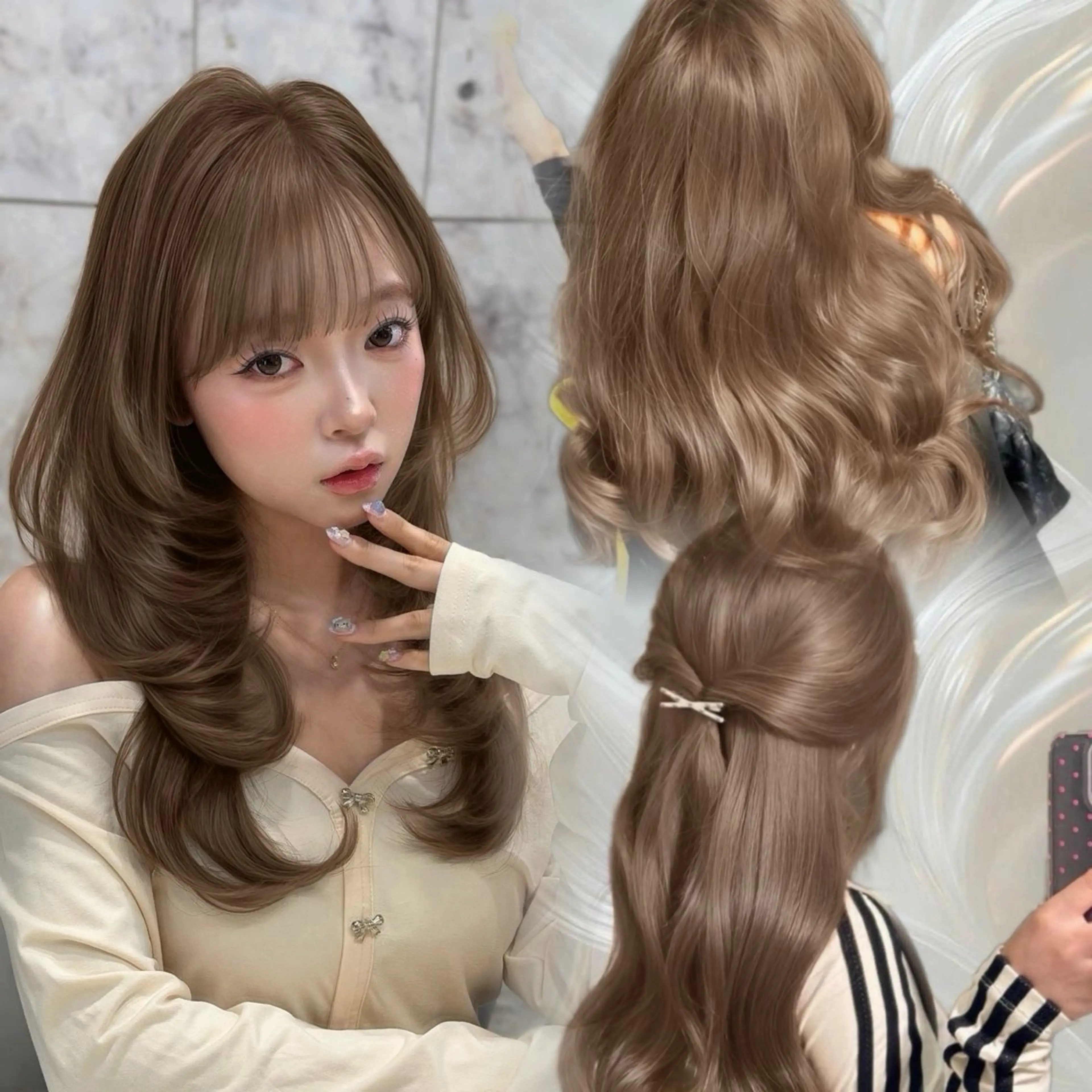 セミロング カラー ブリーチ ダブルカラー ブリーチなしカラー カット ヘアカラー トリートメント 新宿/韓国風レイヤー 髪質改善/渋谷直樹のヘアスタイル