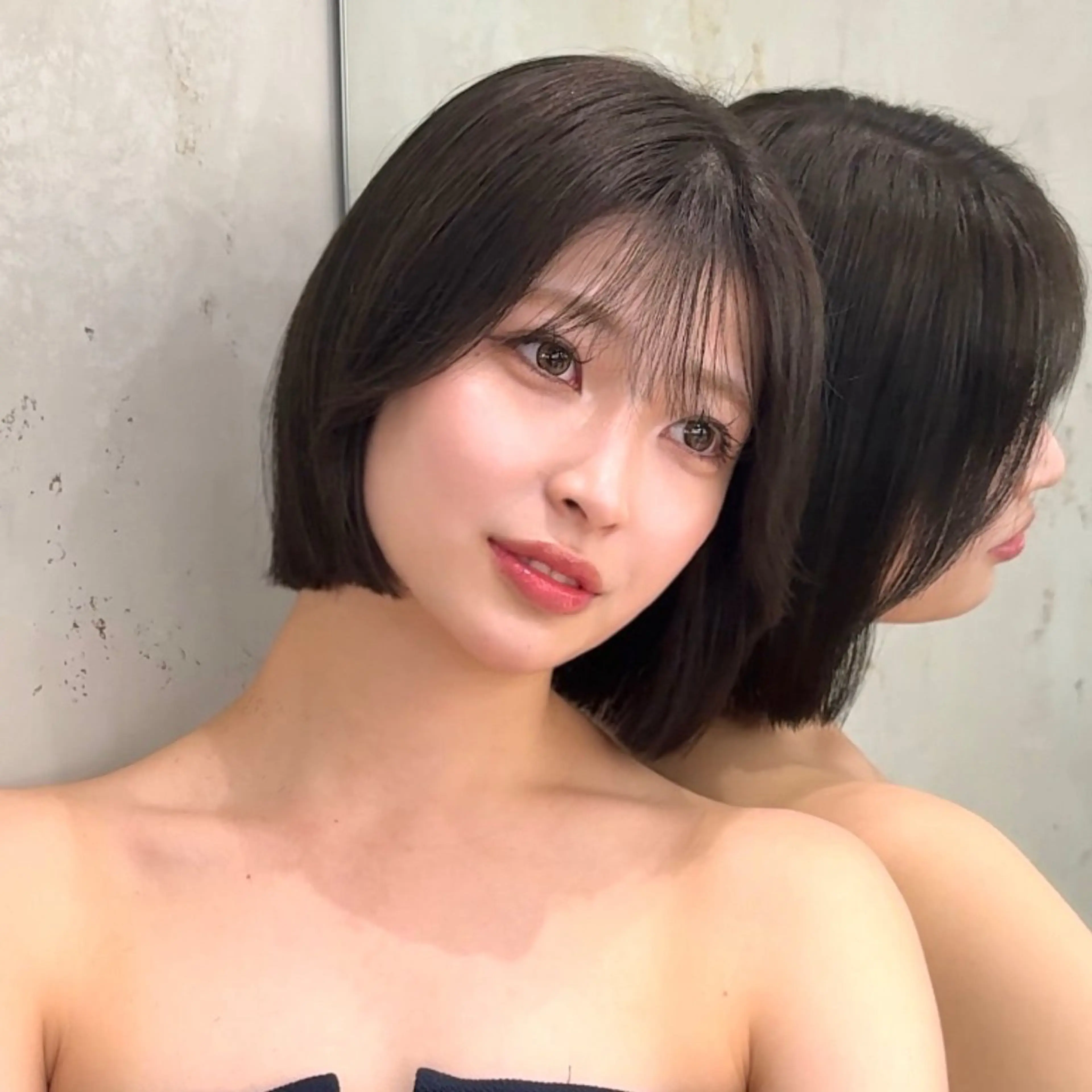 ミディアム カラー 山崎/ボブ縮毛矯正 レイヤー髪質改善のヘアスタイル