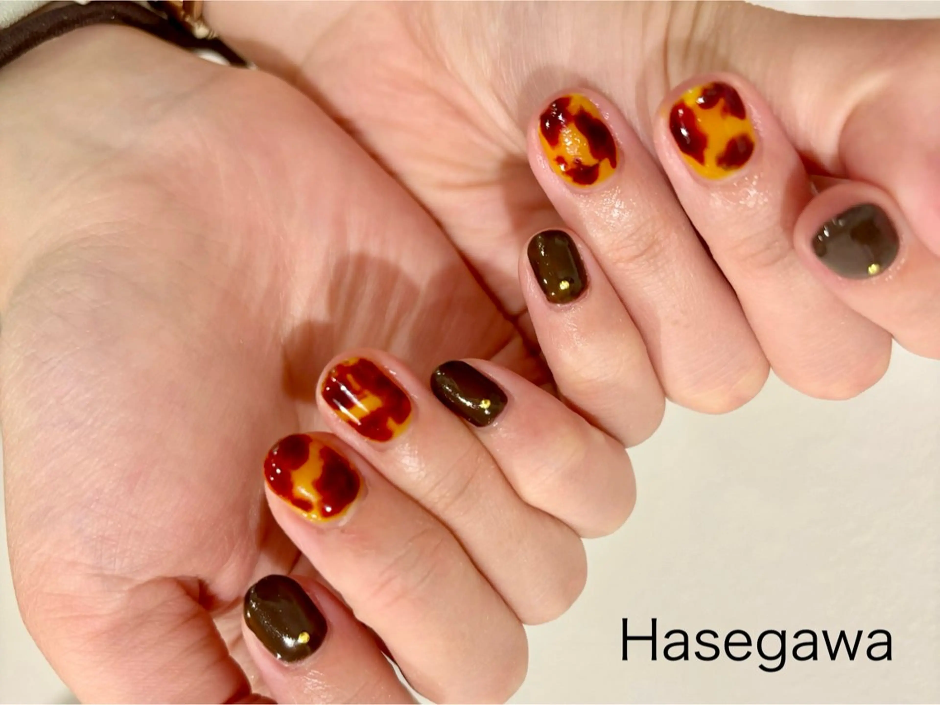 ネイル べっ甲ネイル ハンドネイル DROP 長谷川のネイルデザイン