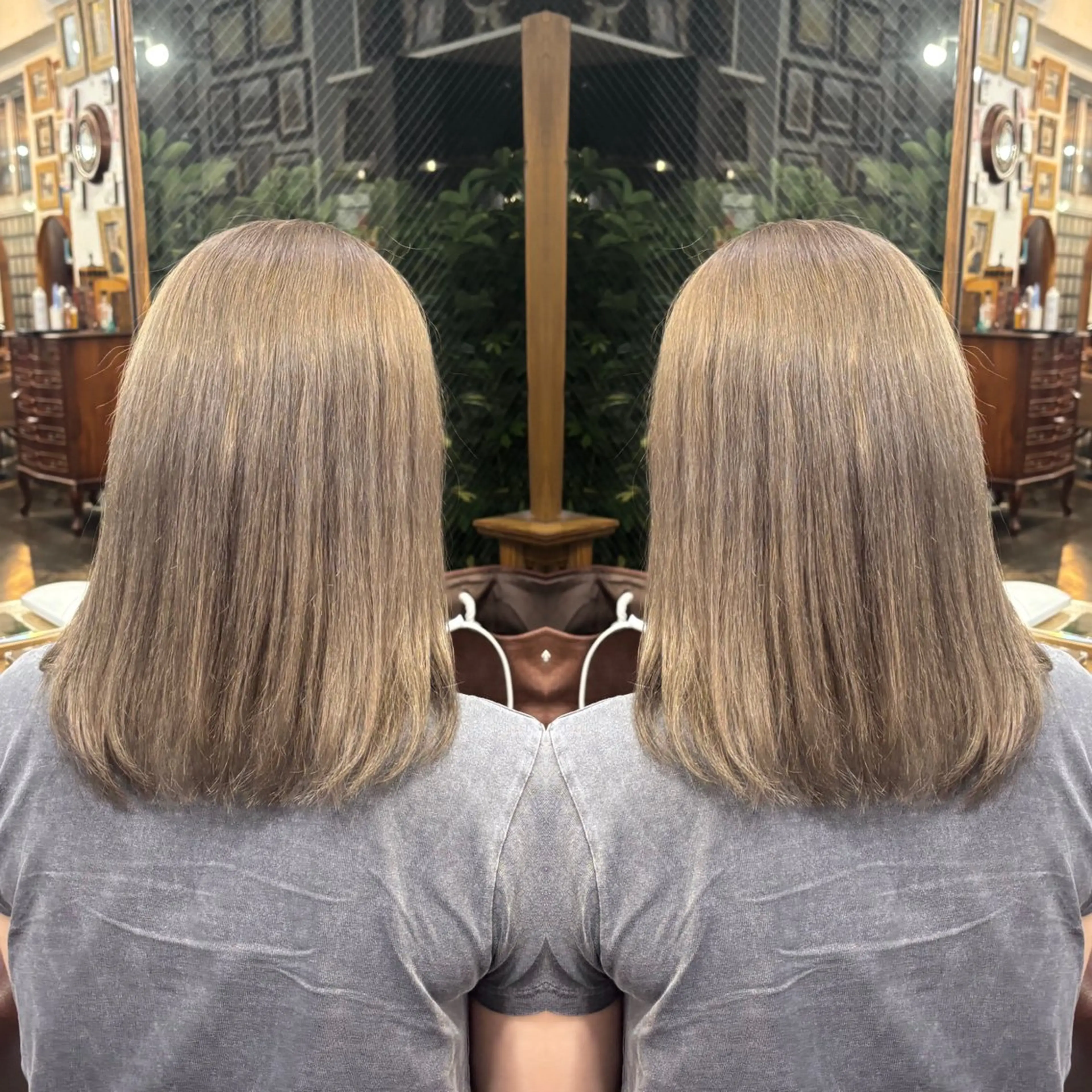 セミロング カラー ブリーチ ハイトーンカラー 縮毛矯正 💎ハイトーン/艶 カラー モエカ💎のヘアスタイル