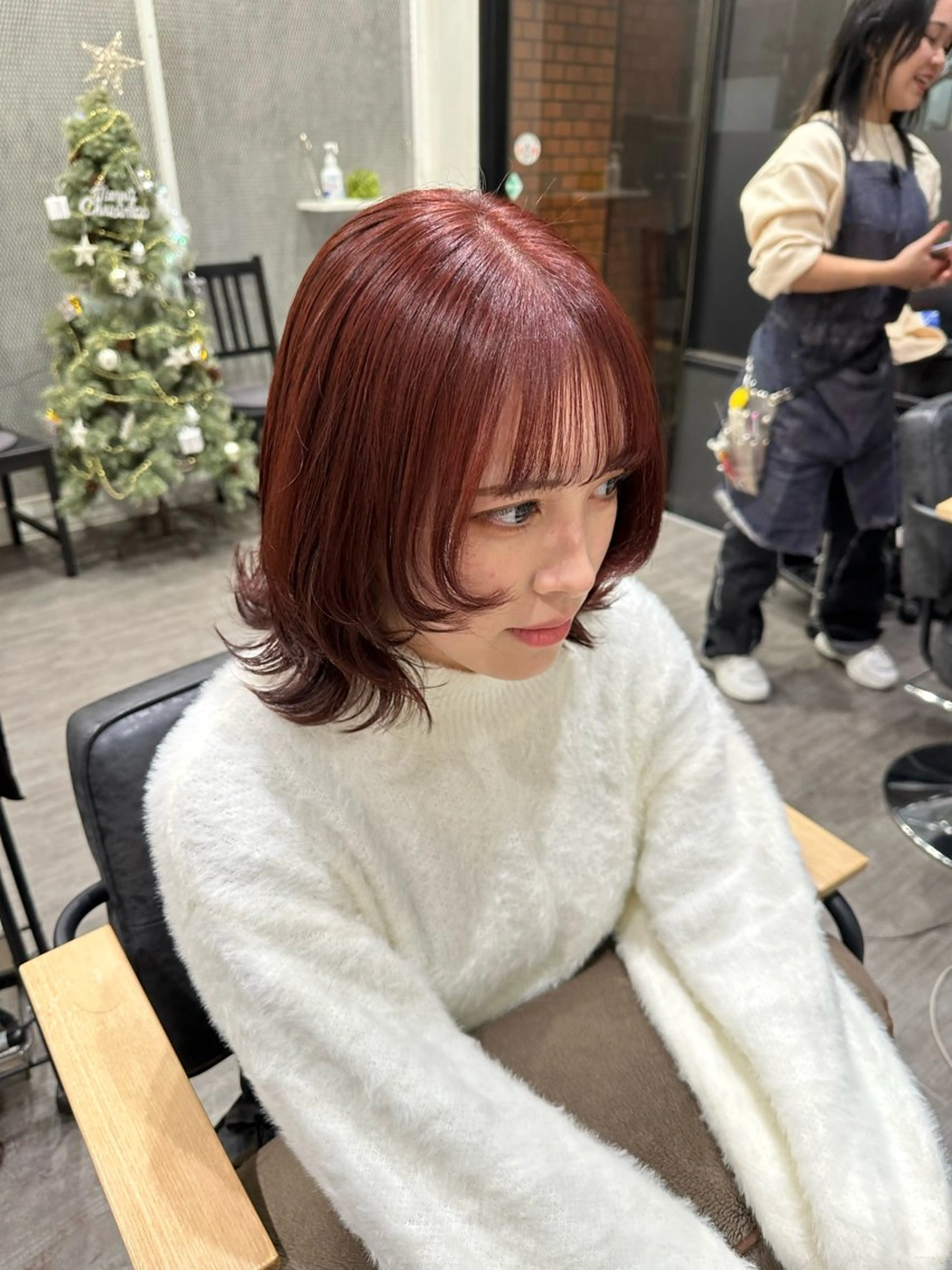 ミディアム カラー レッドカラー 艶髪レイヤー上田 紗也🇰🇷💗のヘアスタイル