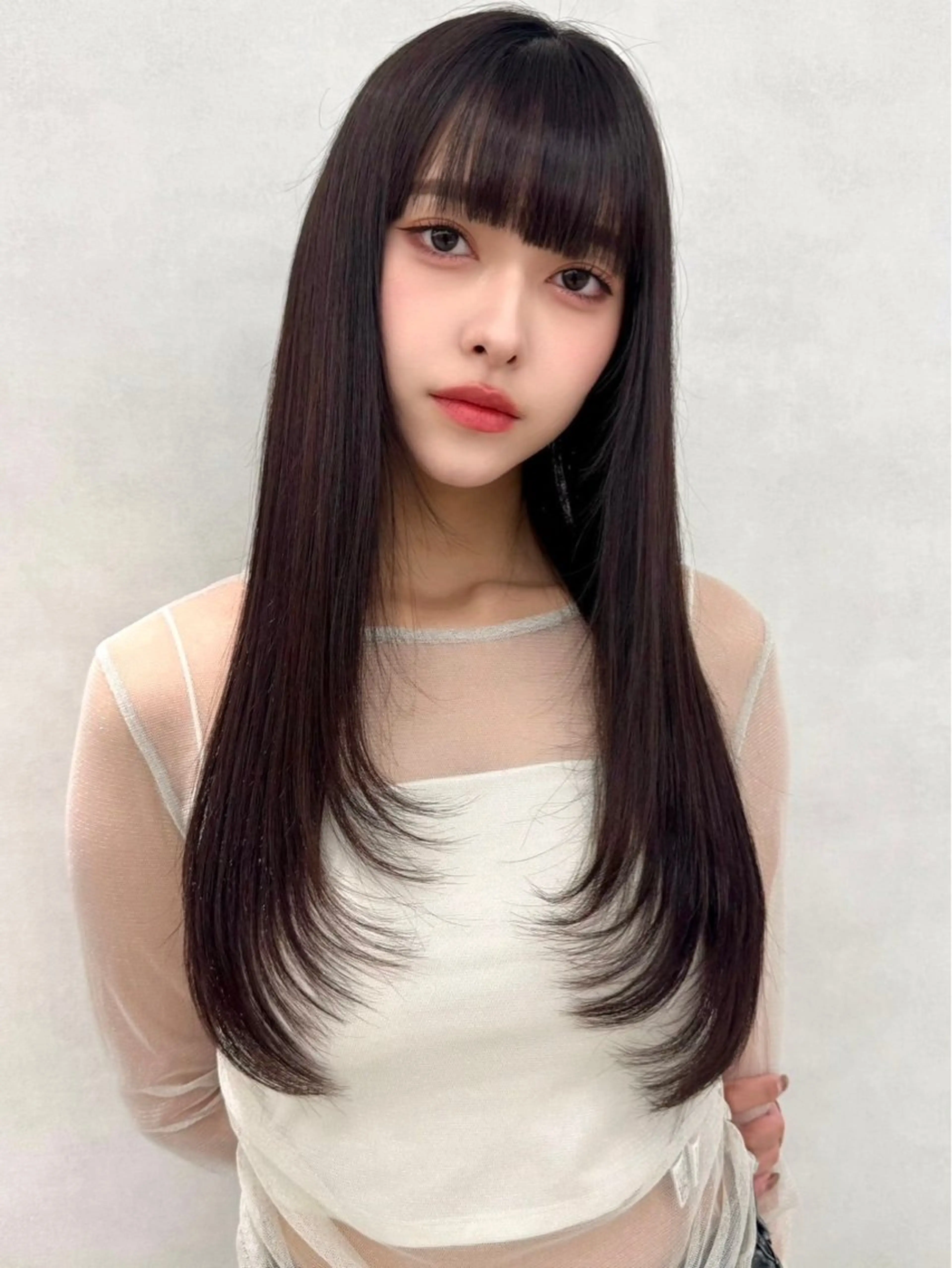 ロング カラー カット ヘアカラー トリートメント 韓国ヘア🇰🇷透明 感カラー/yui💞のヘアスタイル