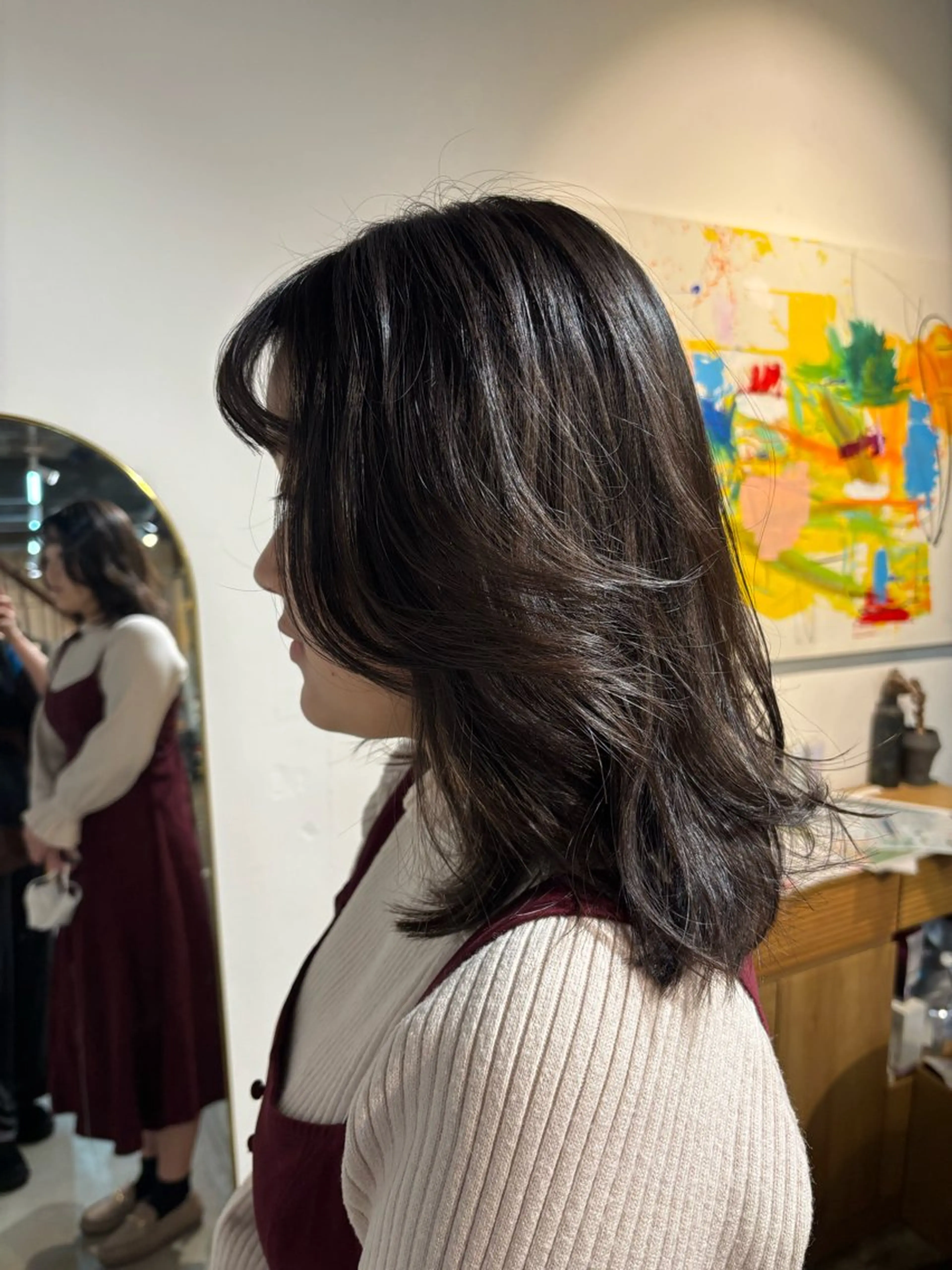 ミディアム レイヤーカット カット のどか 髪質改善/ボブモデルのヘアスタイル