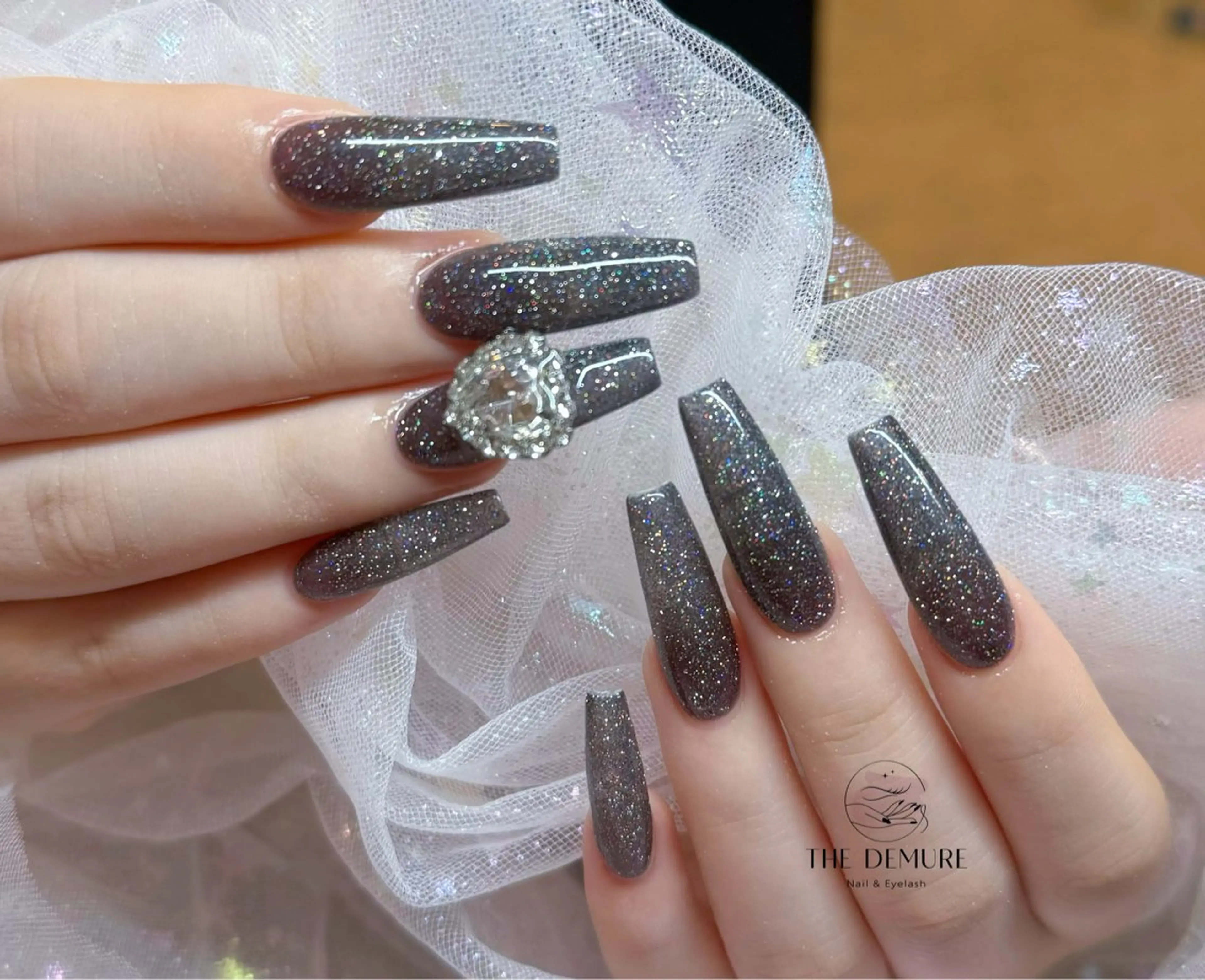 ネイル アートネイル フットネイル キラキラネイル 韓国ネイル 水色 ハンドネイル ハンドケア NailDemure 【銀座店】のネイルデザイン
