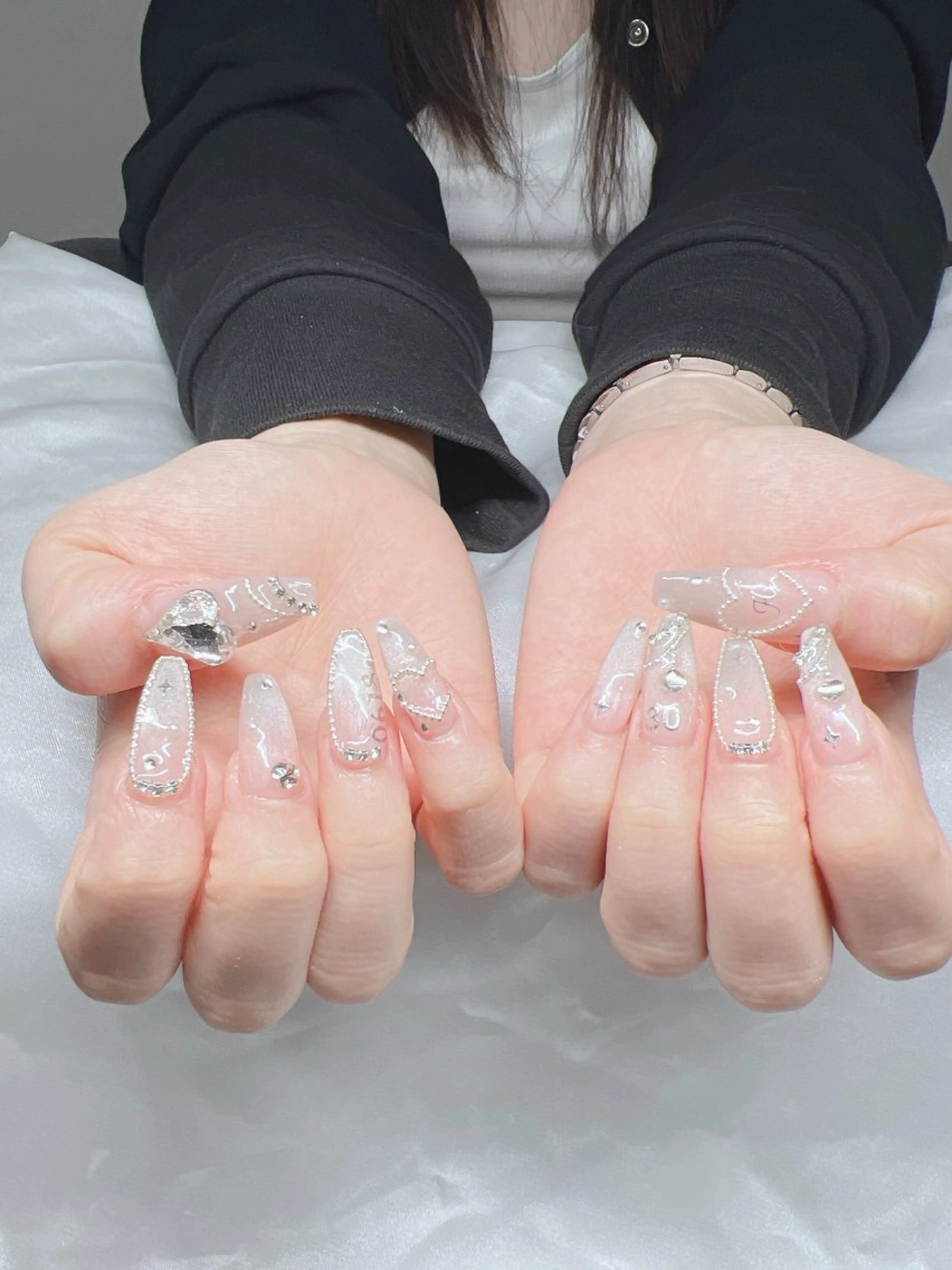 ネイル オーロラネイル チークネイル 長さ出し フットネイル フレンチネイル ハンドネイル Lee Nails チップ長さだし専門店のネイルデザイン