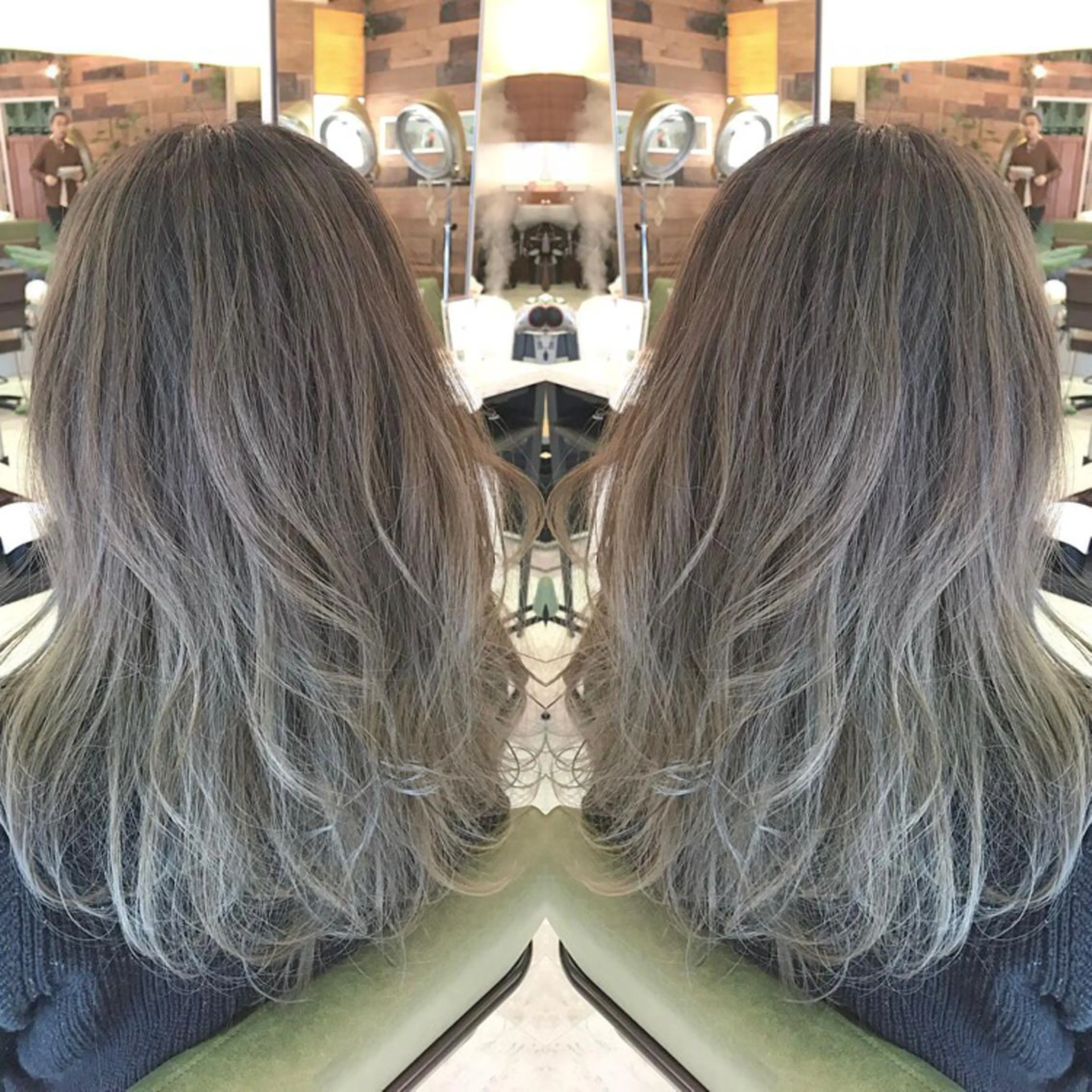 ミディアム セミロング カラー バレイヤージュ イルミナカラー レイヤーカット 青木 茂樹⭐️ 透明感カラーのヘアスタイル