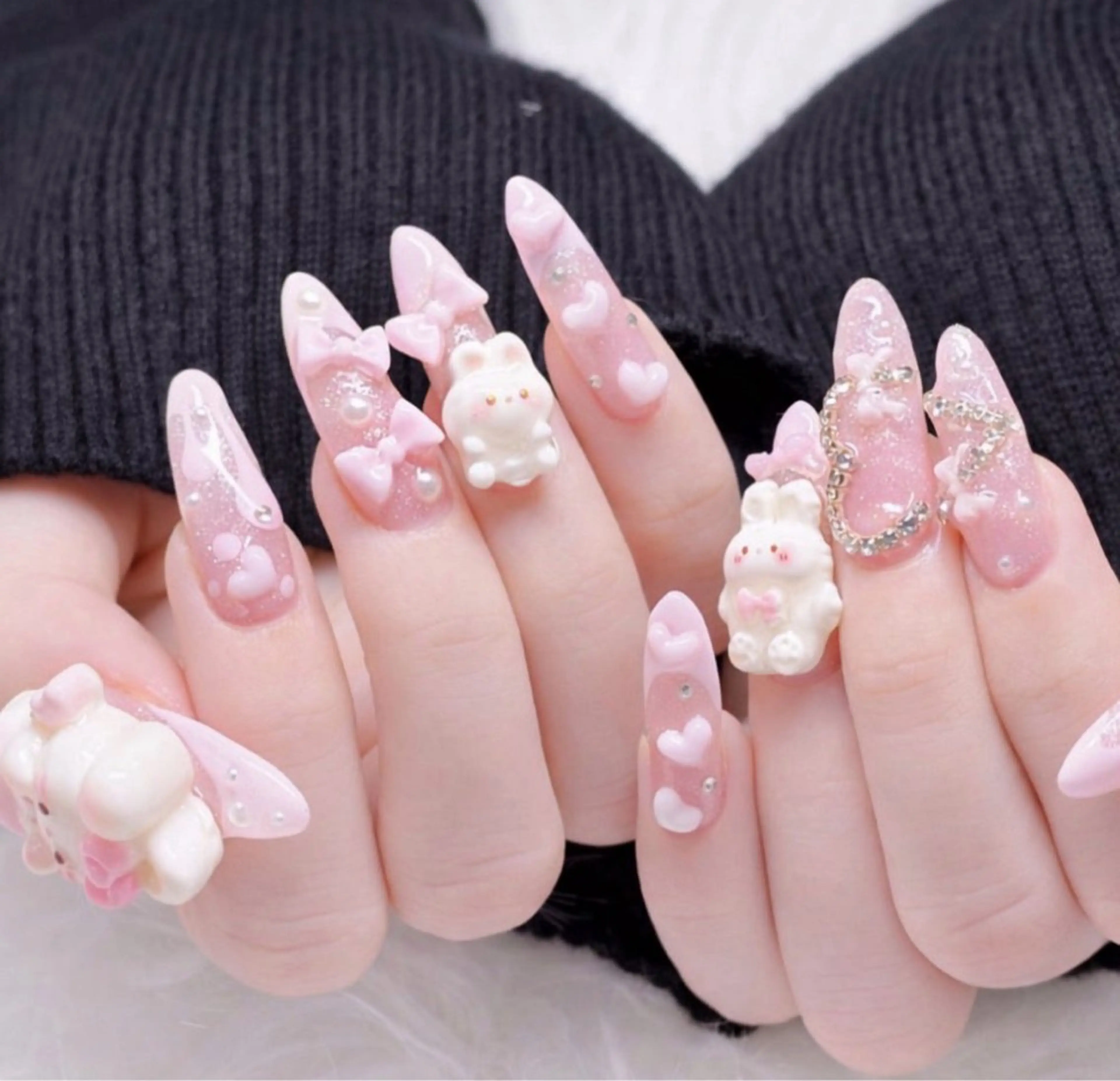 ネイル 長さ出し フレンチネイル 韓国ネイル レース マグネットネイル 高橋 ユキのネイルデザイン