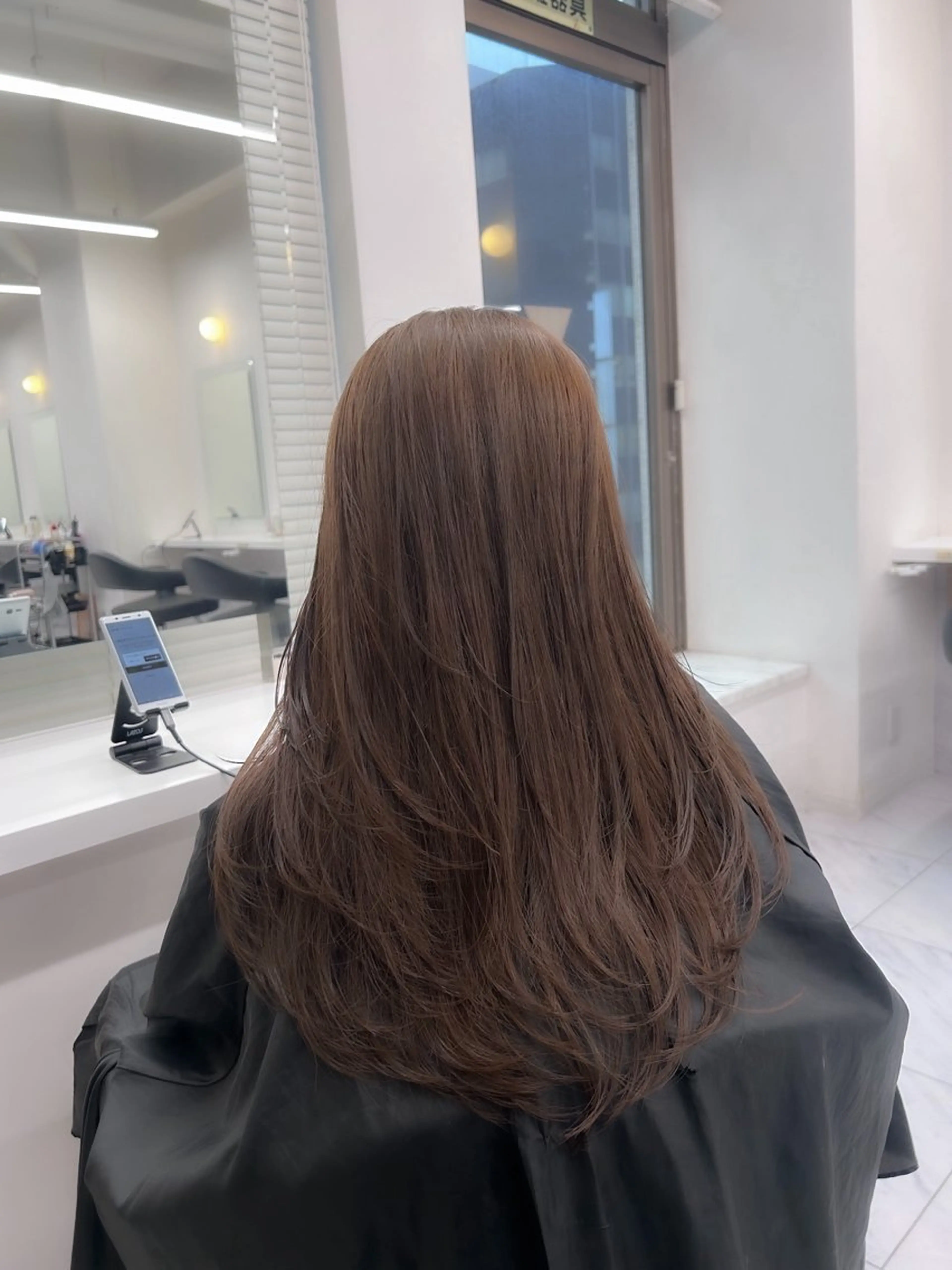 ロング カラー パーマ ヘアアレンジ メンズ キッズ ブリーチなしカラー/ ブラウン/レイヤーのヘアスタイル