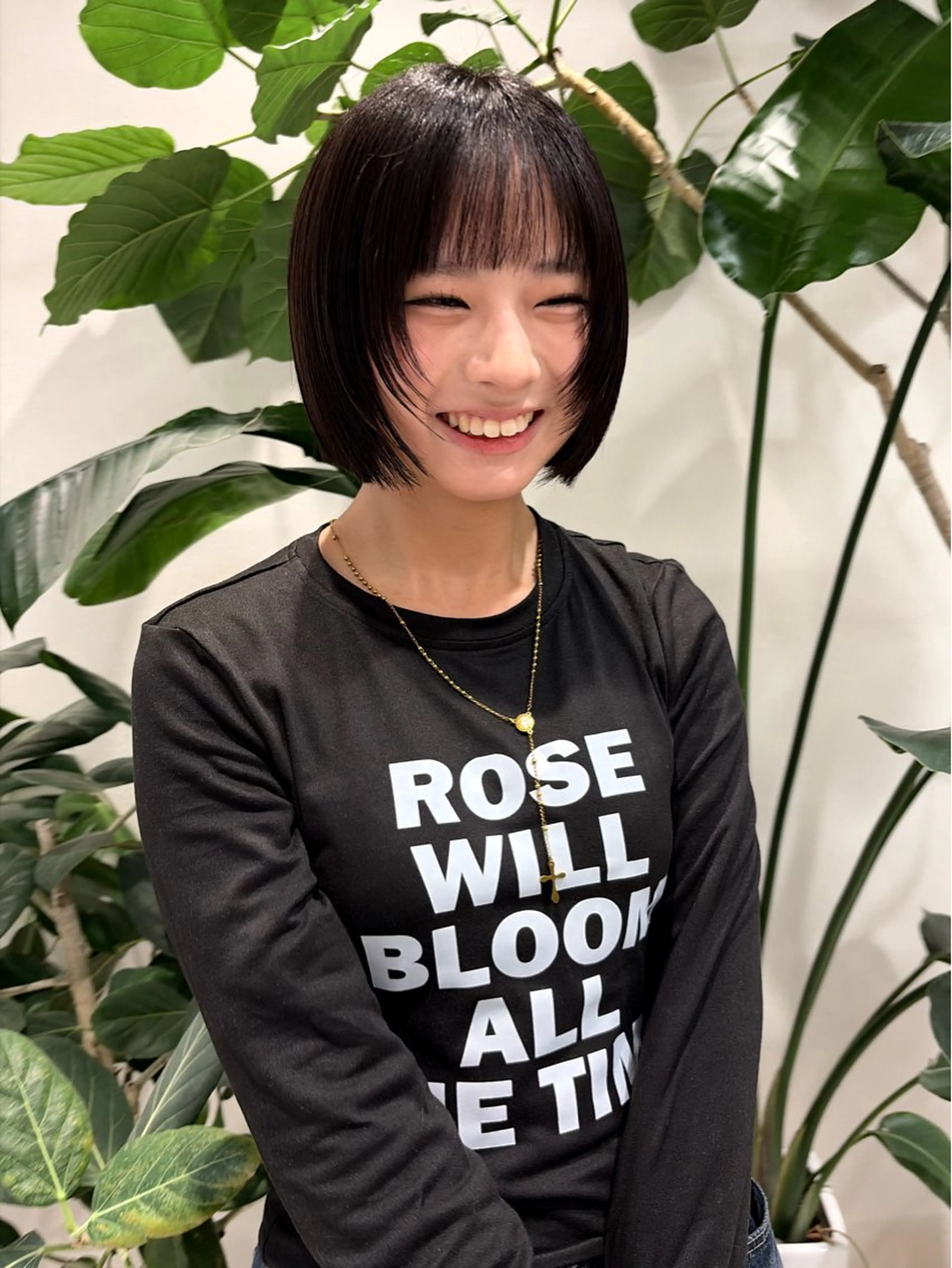 ミディアム ヘアカラー トリートメント ボブパーマ／アレンジ Onのヘアスタイル