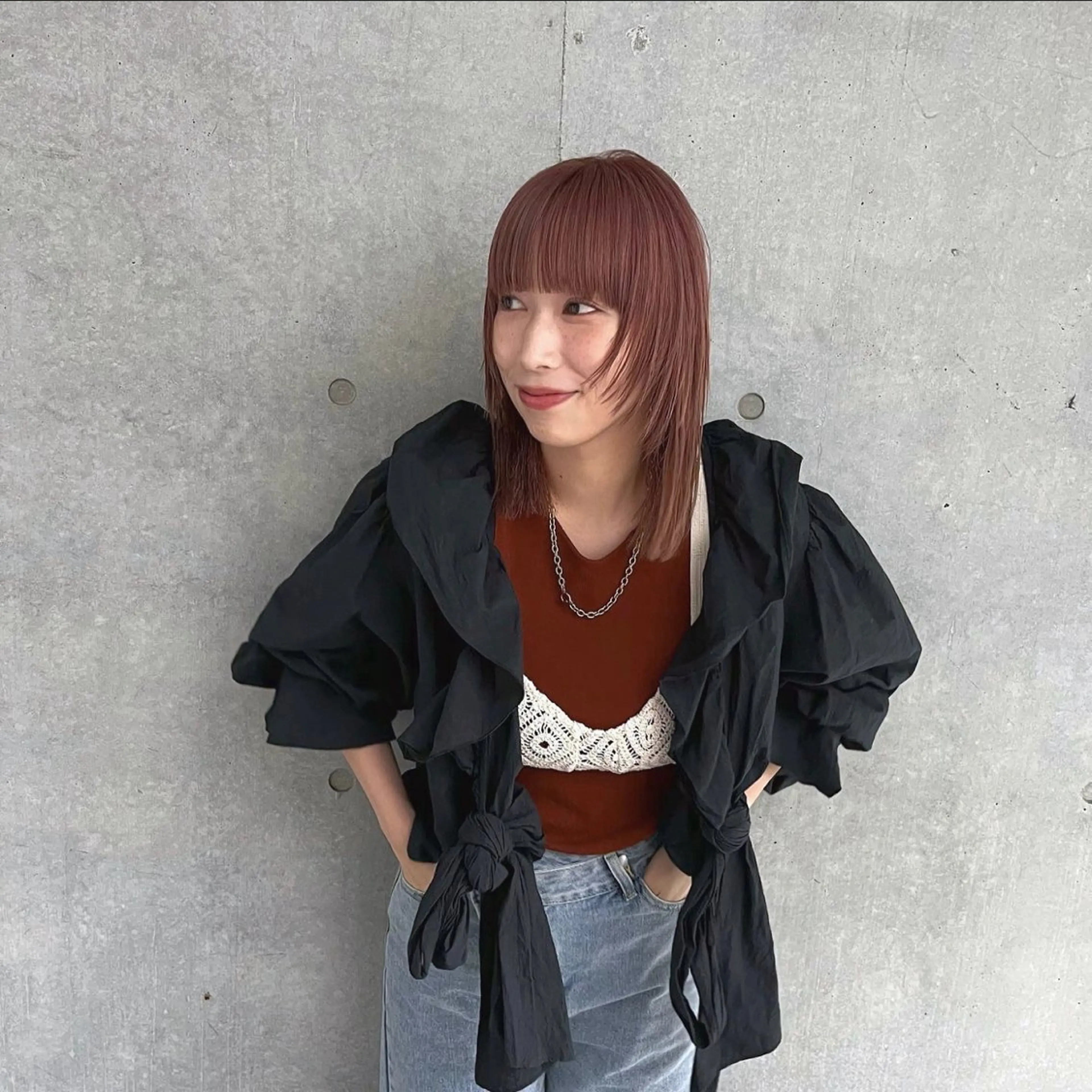 ミディアム カラー ピンクカラー カット ヘアカラー 暖色カラー/ピンク カラー/HARUKAのヘアスタイル