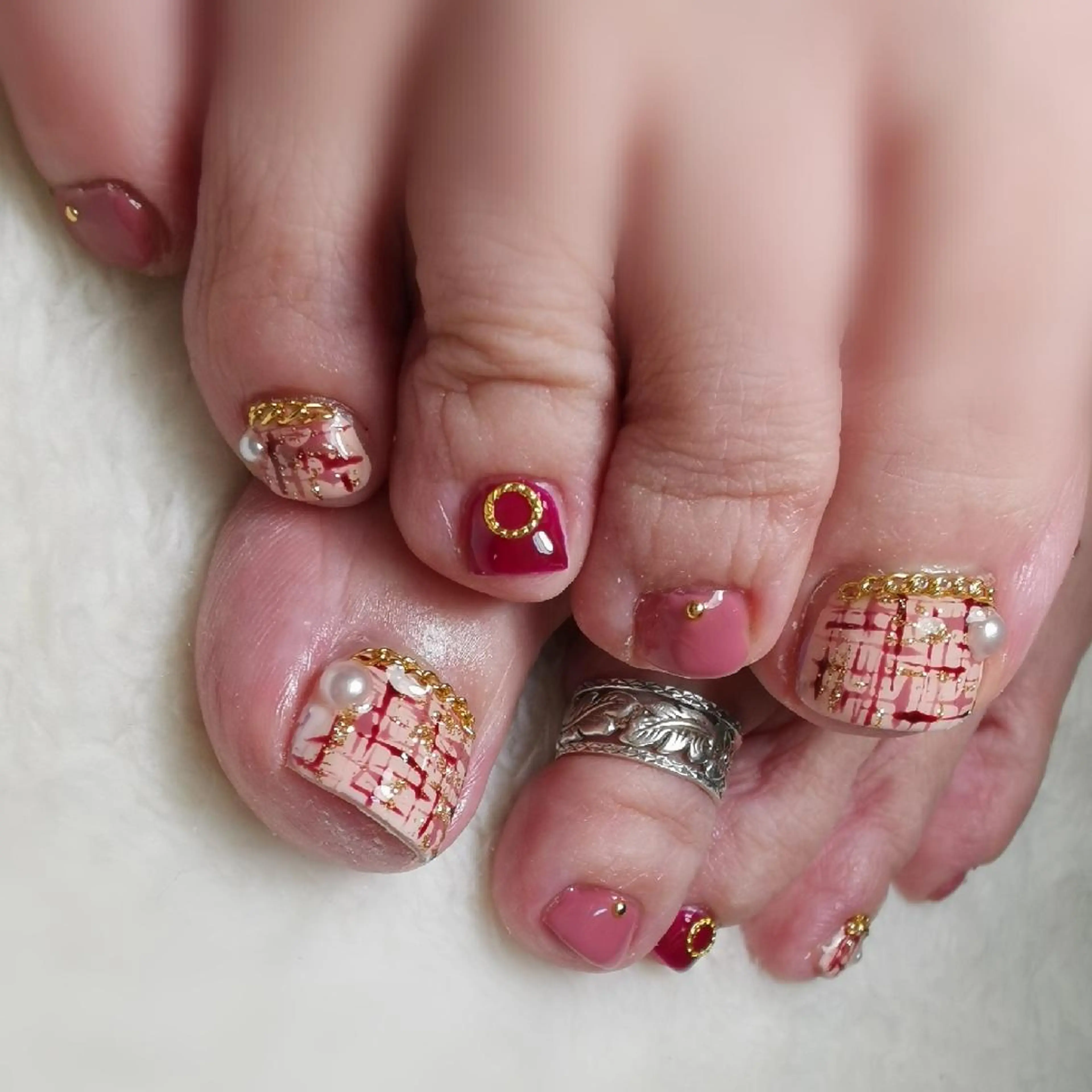 ネイル ツイードネイル フットネイル reve あやののネイルデザイン