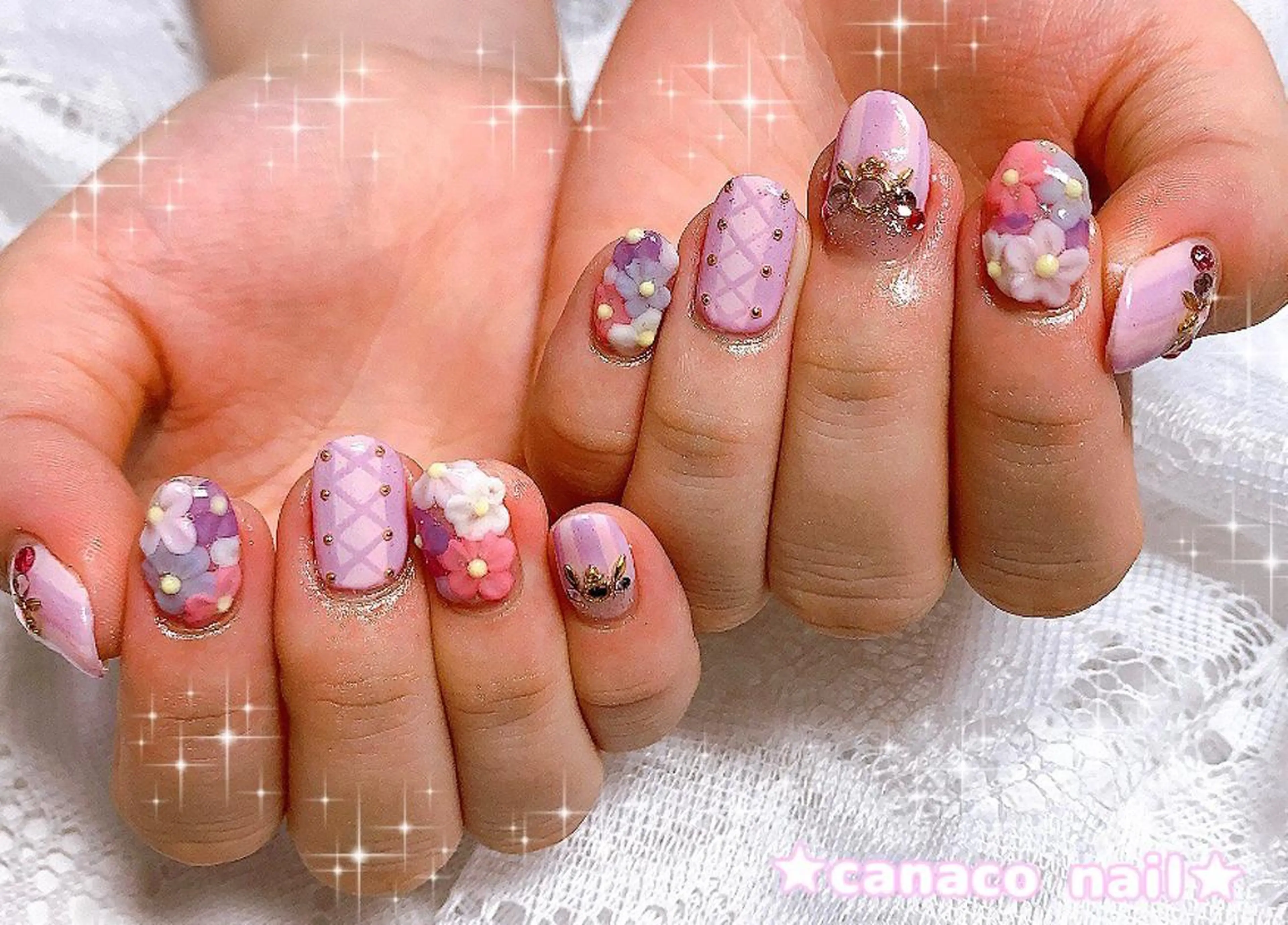 ネイル アートネイル フレンチネイル ジェルネイル パラジェル リボン ベテランネイル cnc  nailのネイルデザイン