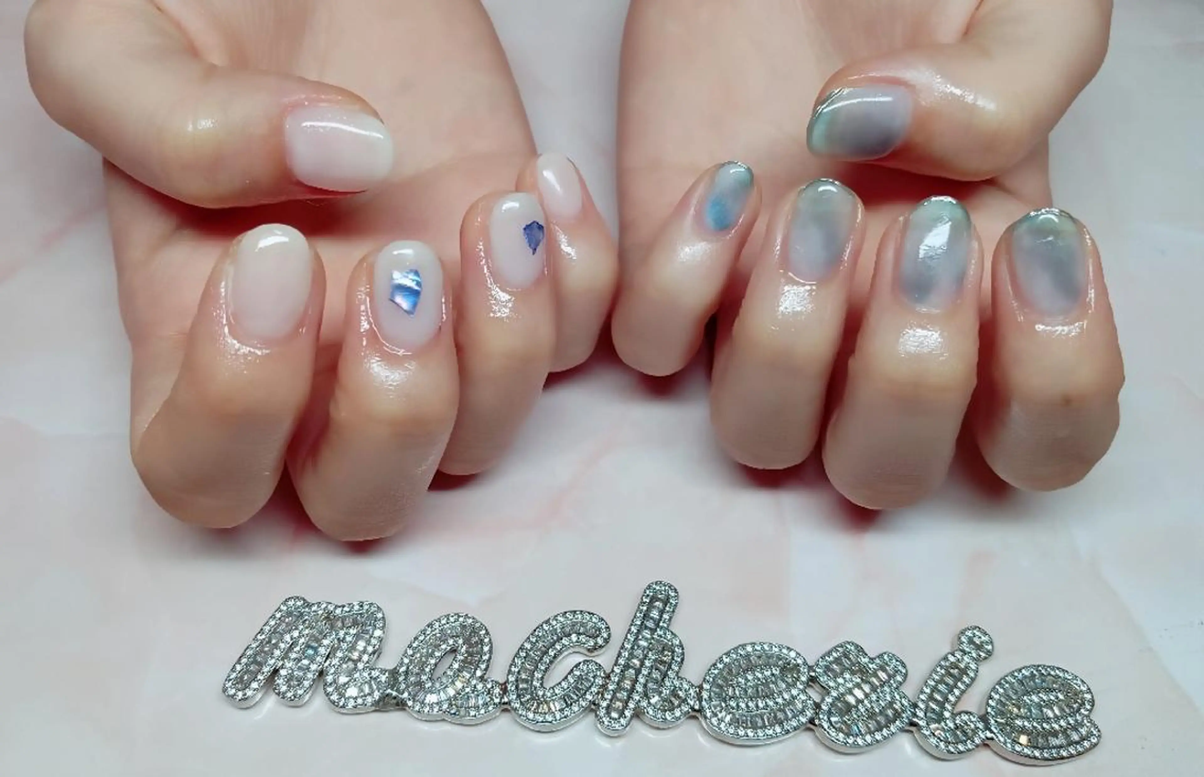 ネイル ブルー ニュアンスネイル ハンドネイル Nail Salon macherieのネイルデザイン