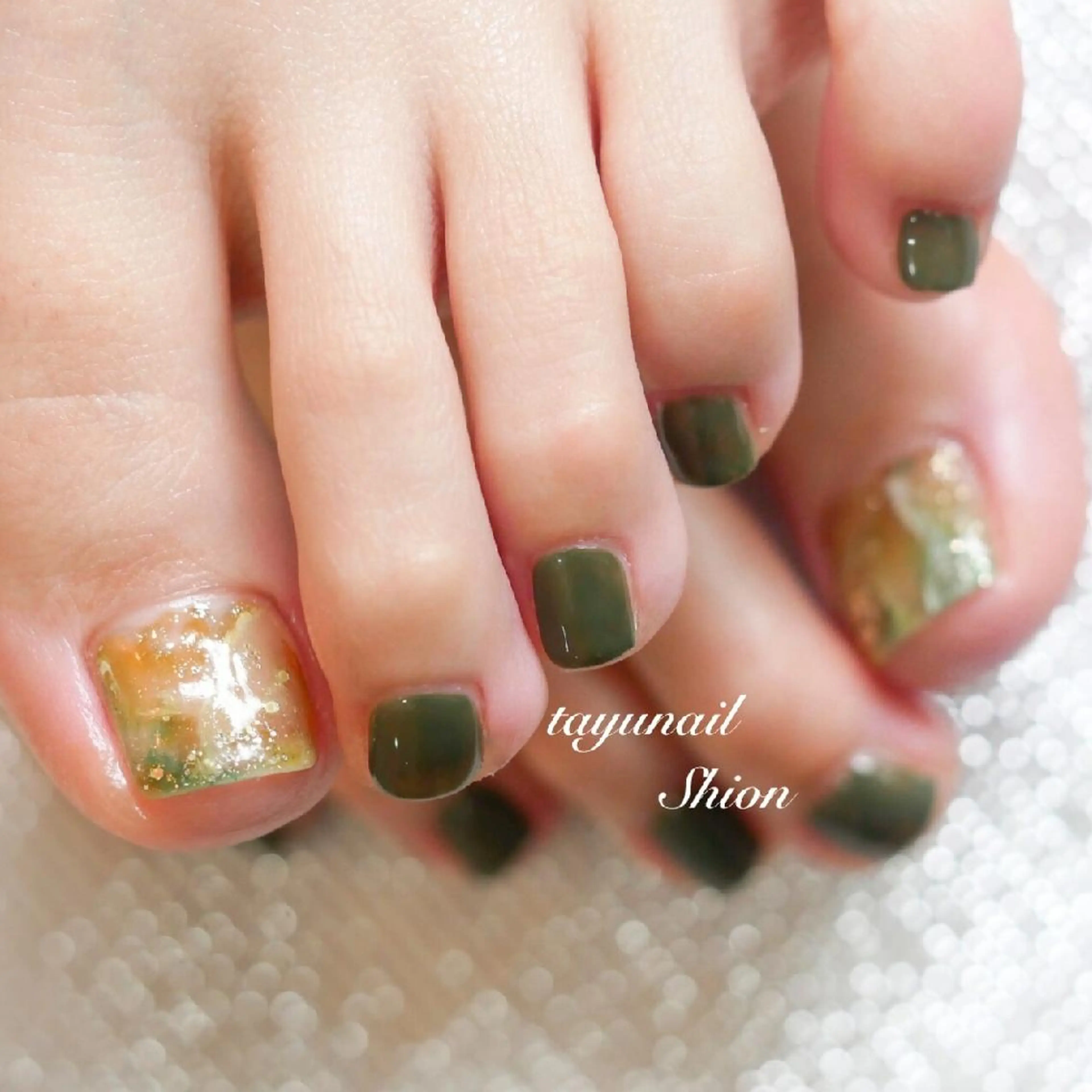 ネイル アートネイル ブルー フットネイル ジェルネイル グリーン ネイルサロン 【たゆnail】のネイルデザイン