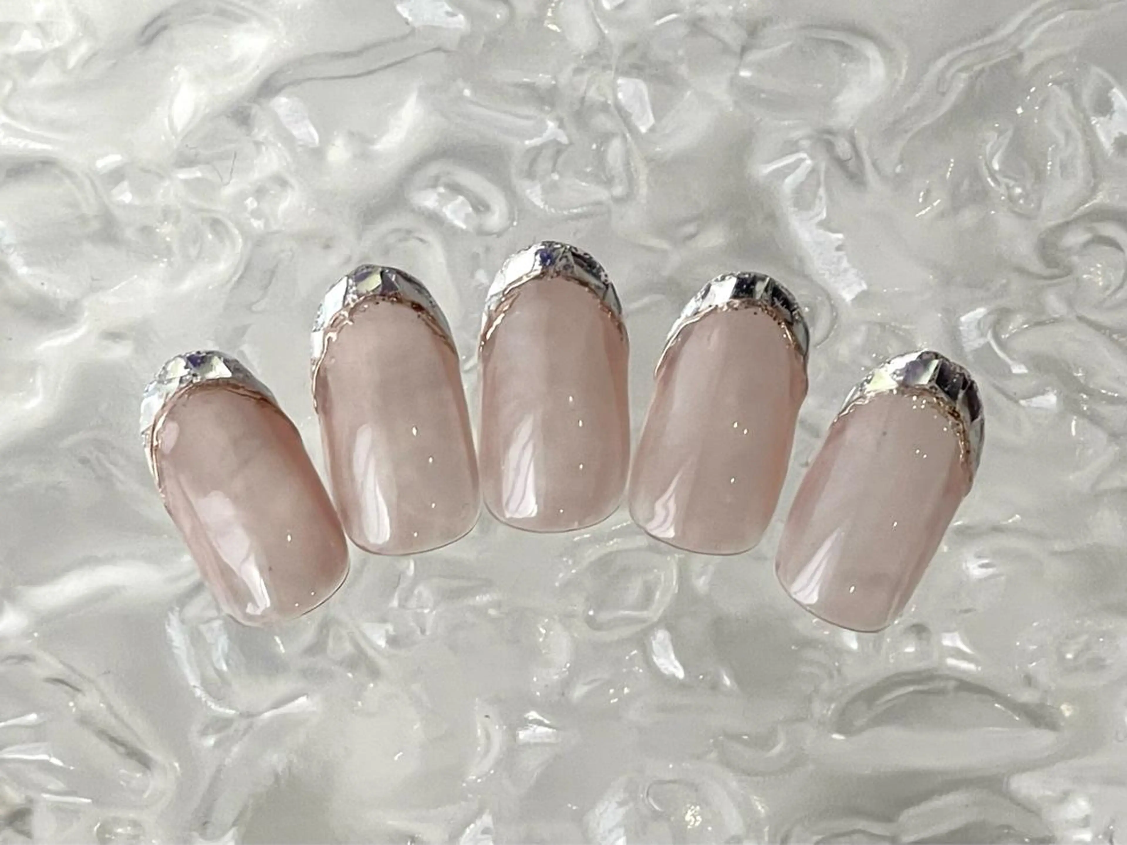 ネイル アートネイル フレンチネイル ジェルネイル ガラスフレンチ ニュアンスネイル ハンドネイル kinjo yuaのネイルデザイン