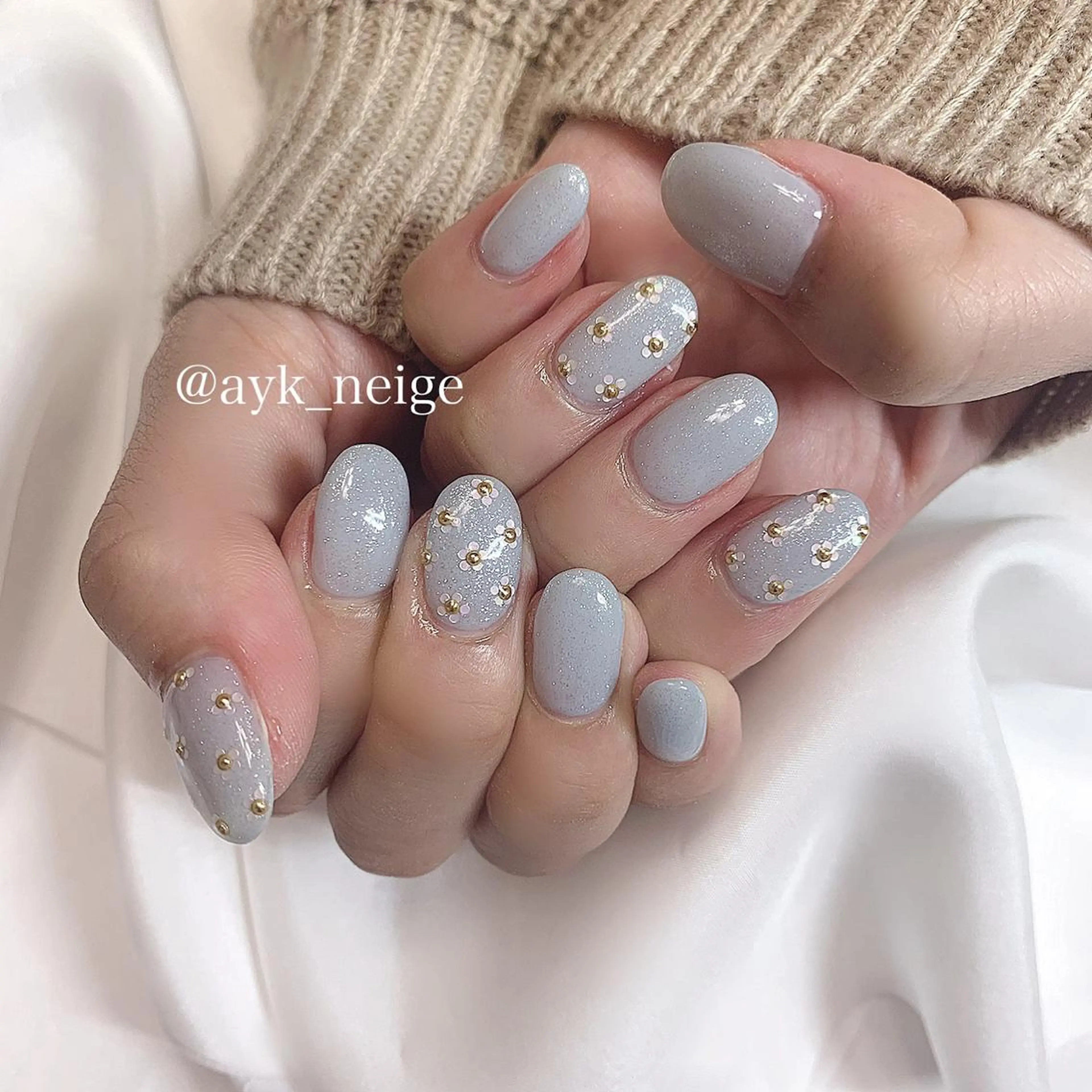 ネイル ハート 氷ネイル・うるうるネイル 韓国ネイル 冬ネイル n'eige nail所属・大谷 綾香のネイルデザイン