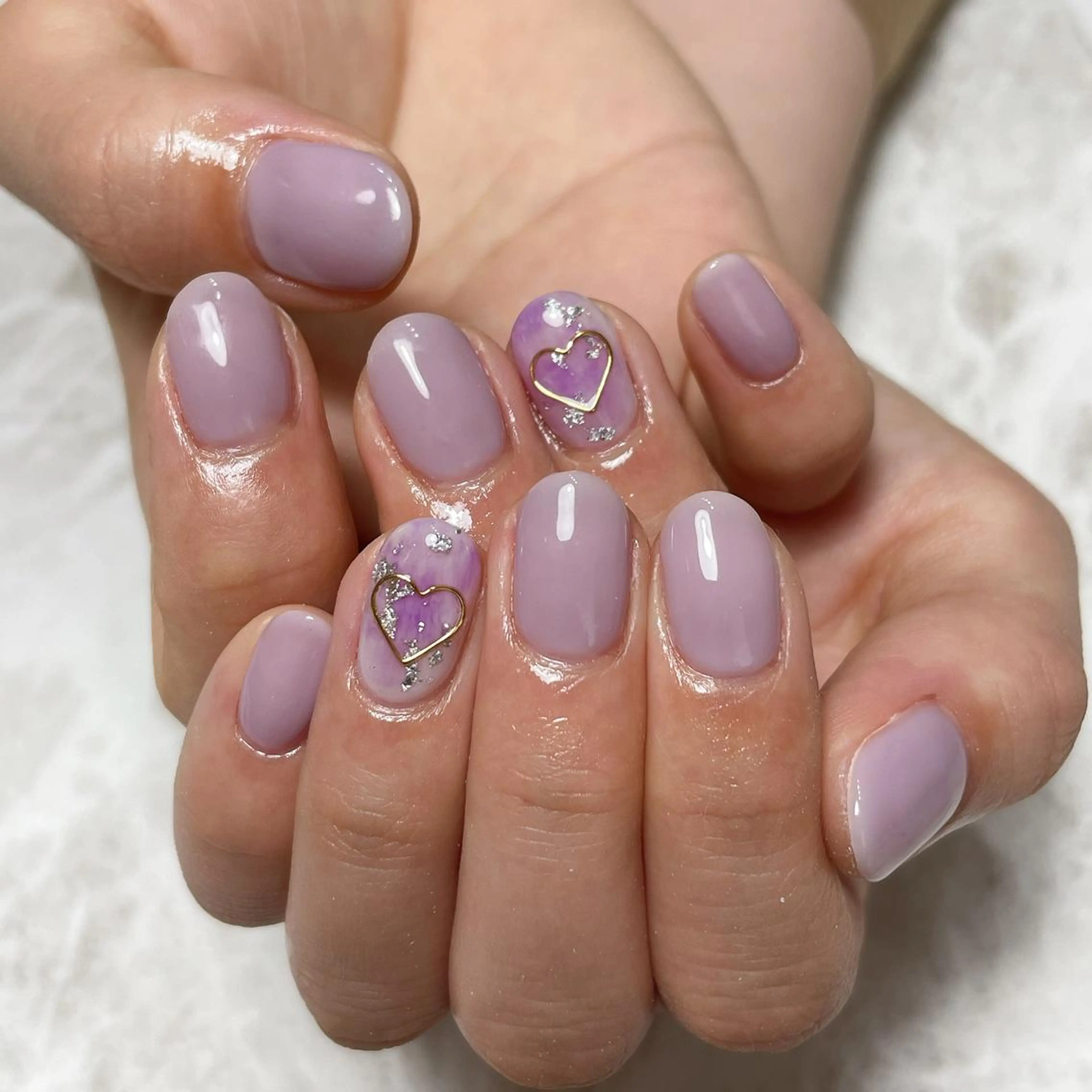 ネイル ハート ニュアンスネイル パープル スカルプネイル ハンドネイル 工藤 理恵のネイルデザイン