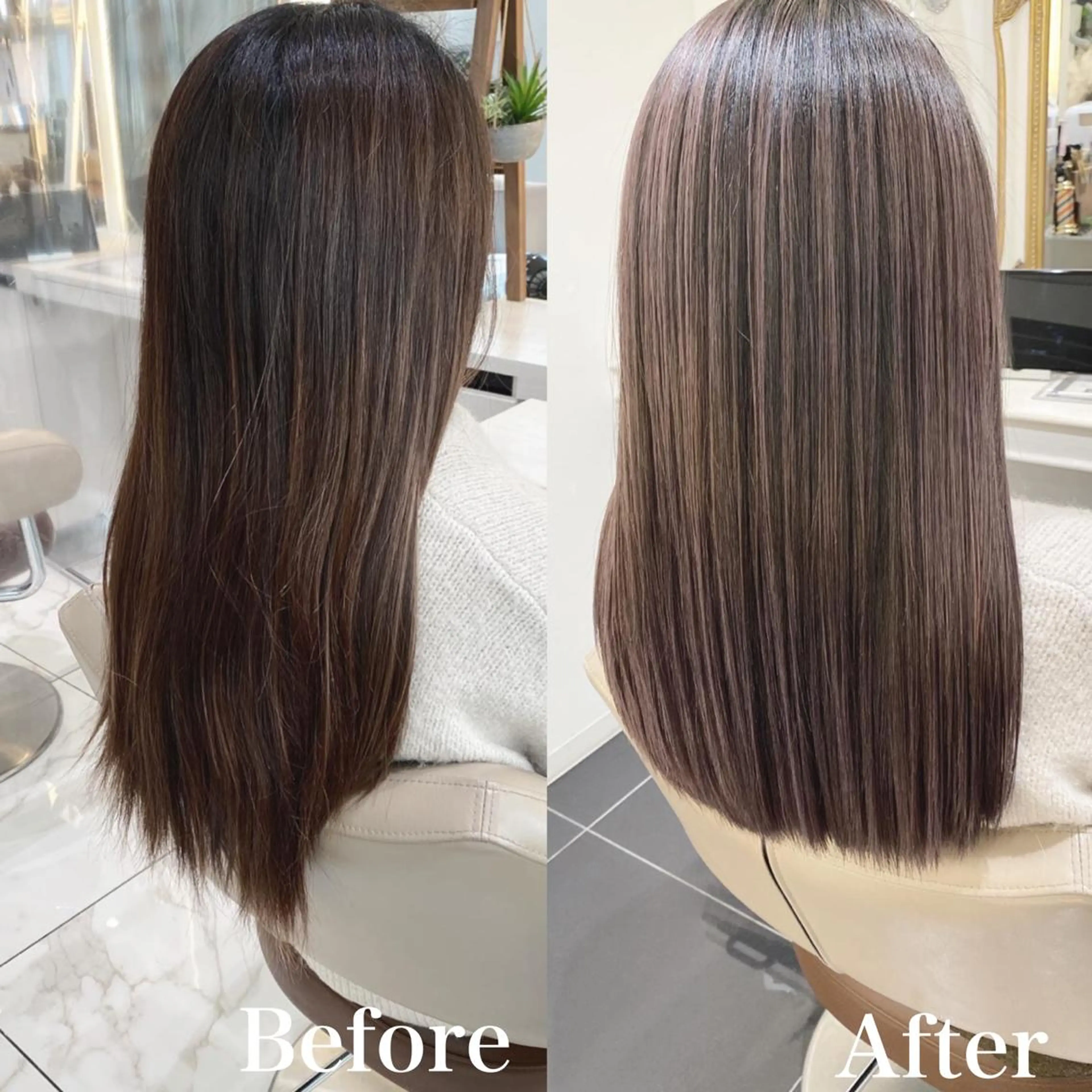 セミロング カラー バレイヤージュ 髪質改善 レイヤーカット カット ヘアカラー トリートメント 山崎俊輔/髪質改善 /バレイヤージュのヘアスタイル