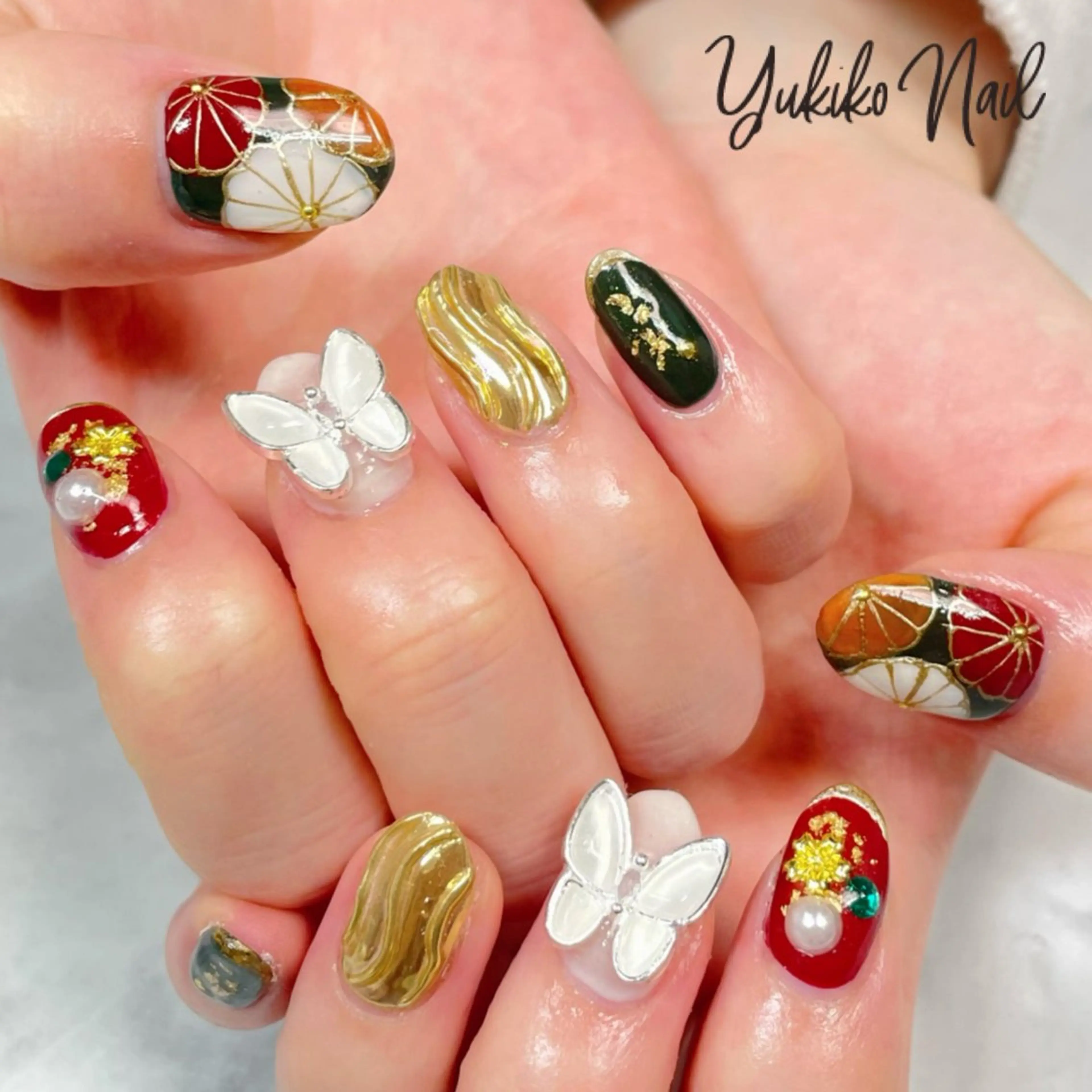 ネイル 成人式 ハンドネイル ユキコ ネイルのネイルデザイン