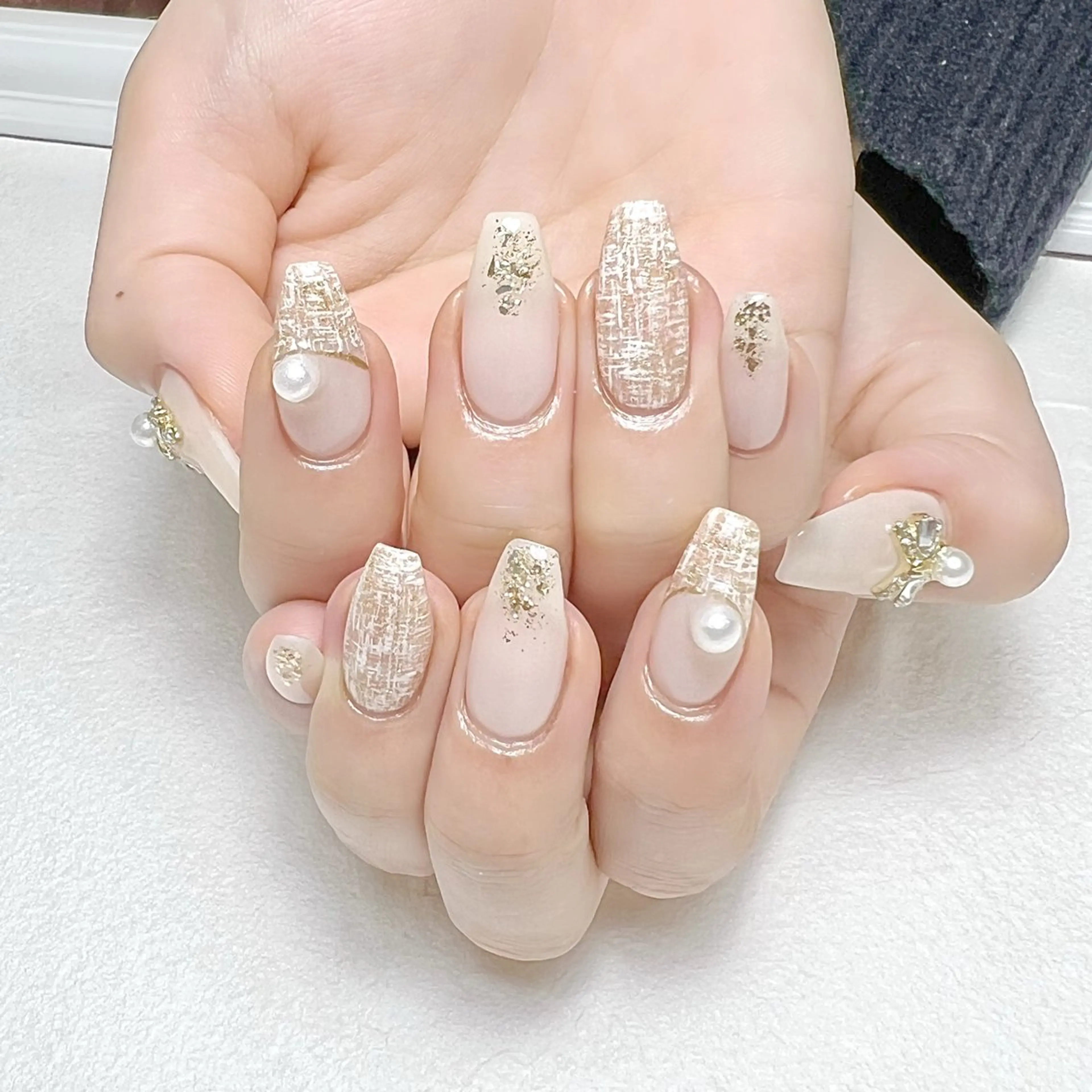 ネイル ガーリー 韓国ネイル ラメ(グリッター) ツイードネイル ワンホンネイル rouse nail RISATOのネイルデザイン