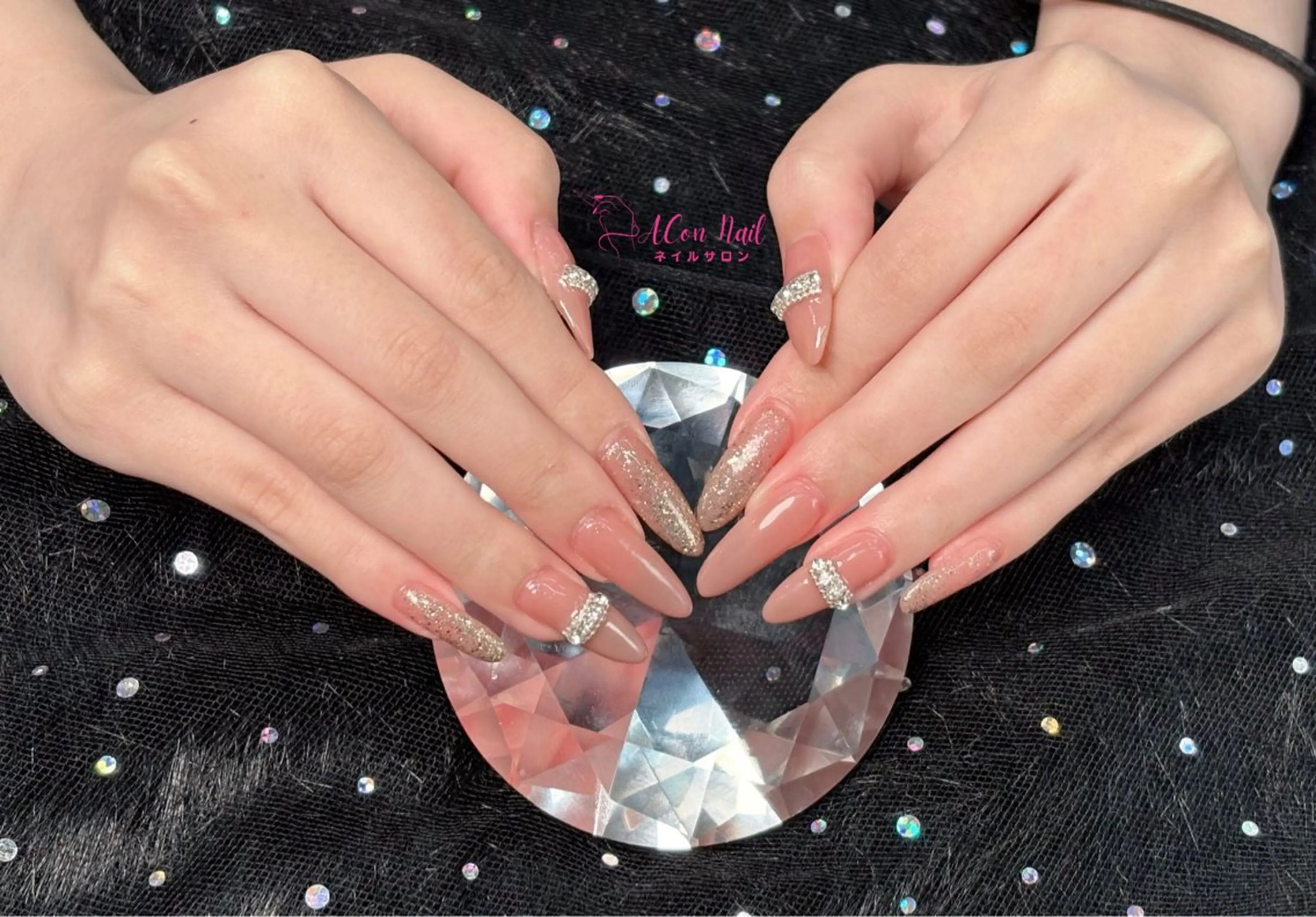 ネイル 桜ネイル 長さ出し フラワーネイル フレンチネイル ジェルネイル ハンドネイル ACon NailSalonのネイルデザイン