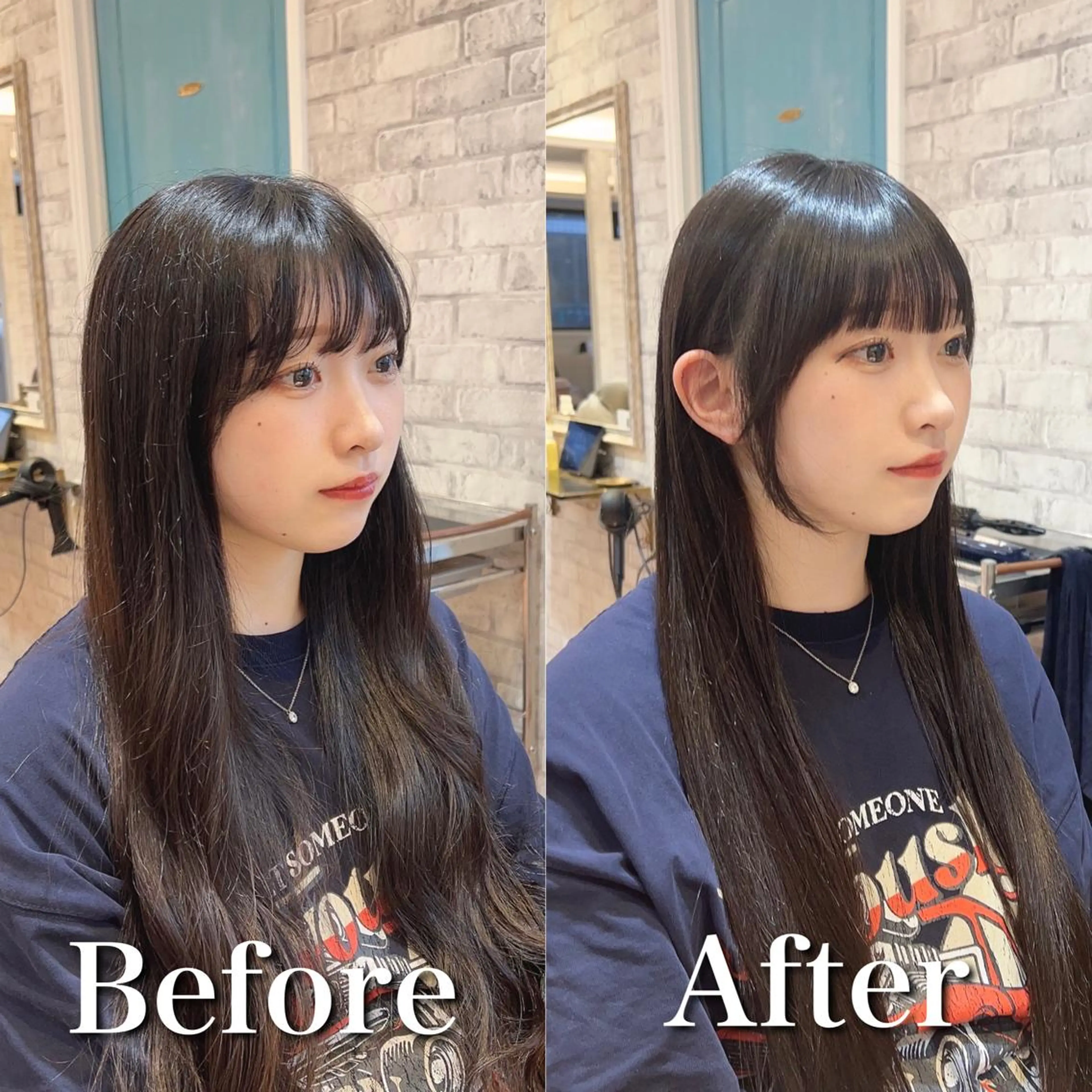 ロング パーマ モテ前髪 タゴメ シンヤのヘアスタイル