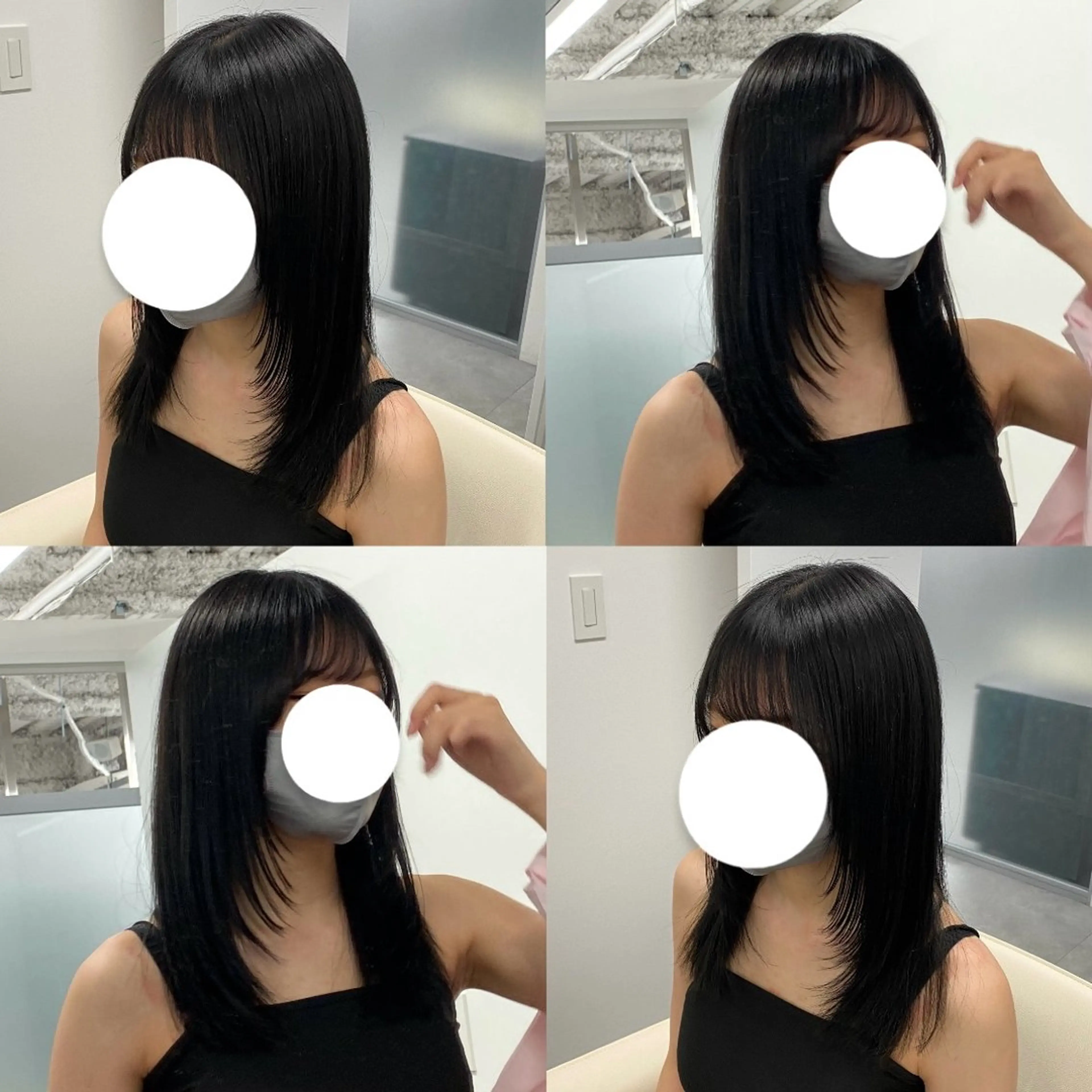 セミロング ヘアアレンジ 韓国風ヘア レイヤーカット 江坂トレンド韓国風 髪質改善shinoのヘアスタイル