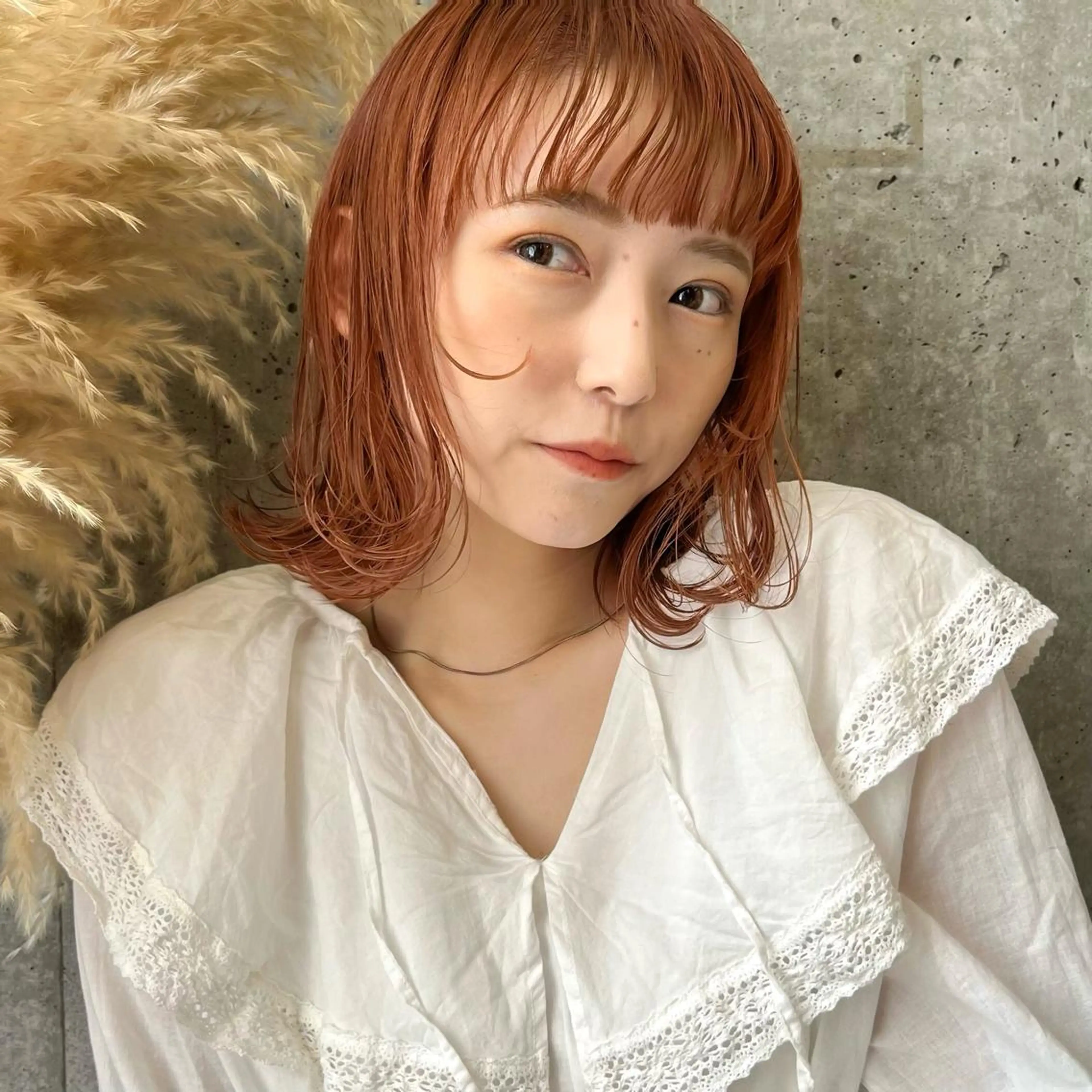 ミディアム カラー 暖色/艶髪/ボブ/ ショート/Ayaのヘアスタイル