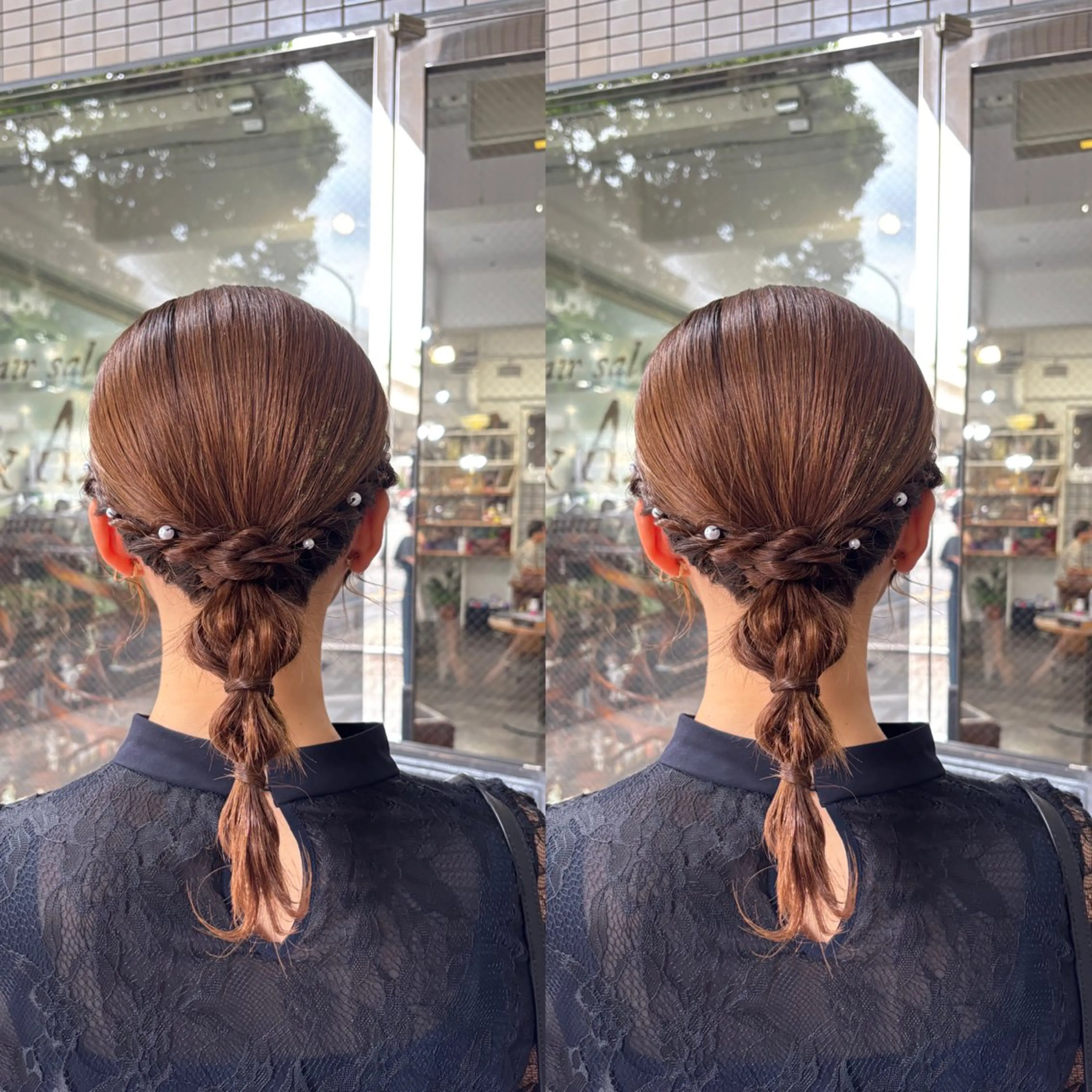 ミディアム ヘアアレンジ ヘアセット 💎ハイトーン/艶 カラー モエカ💎のヘアスタイル
