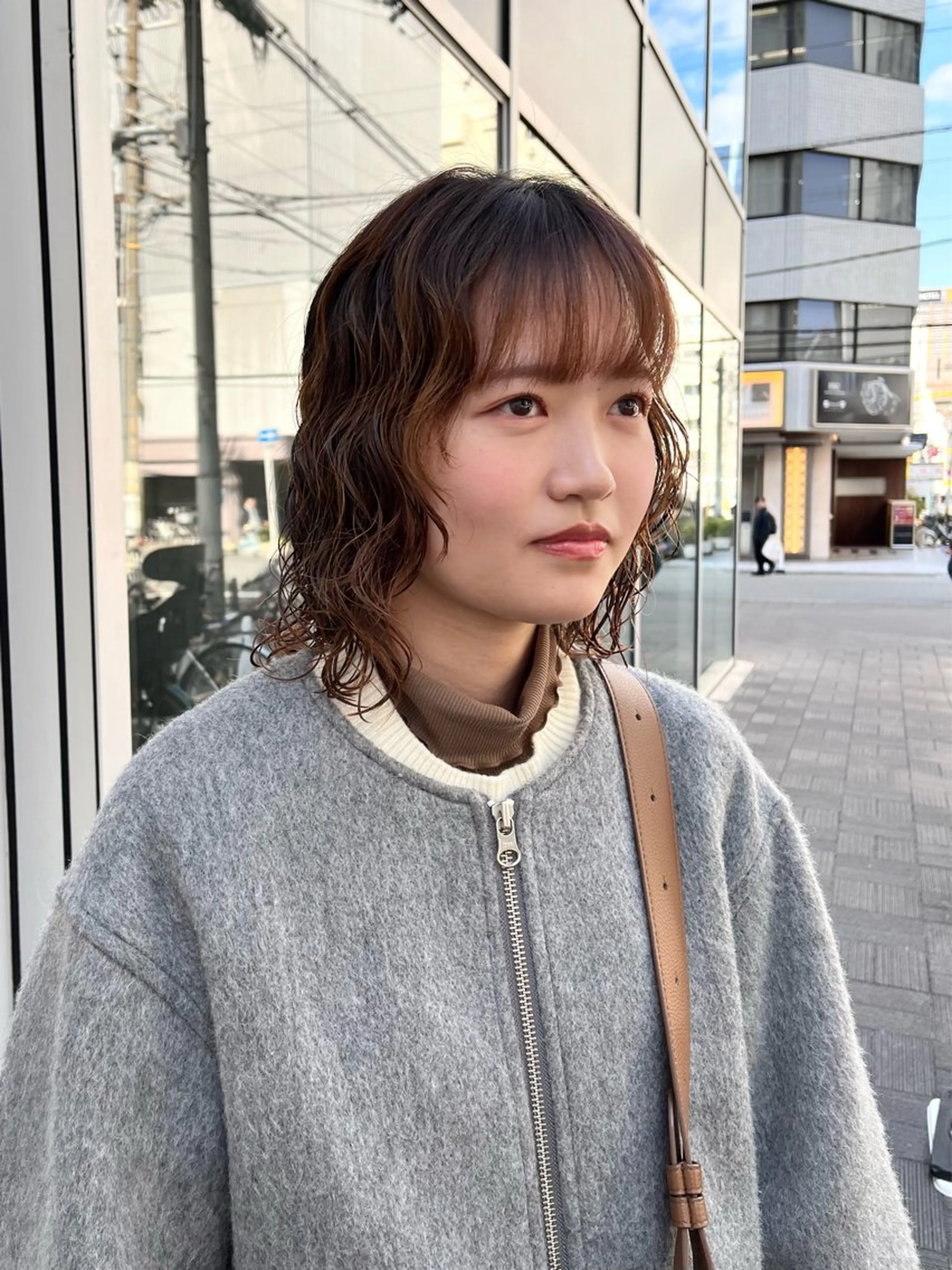 ミディアム パーマ ミディアムパーマ レイヤーカット カット パーマ ショート/パーマ/ カラー/FUKOのヘアスタイル