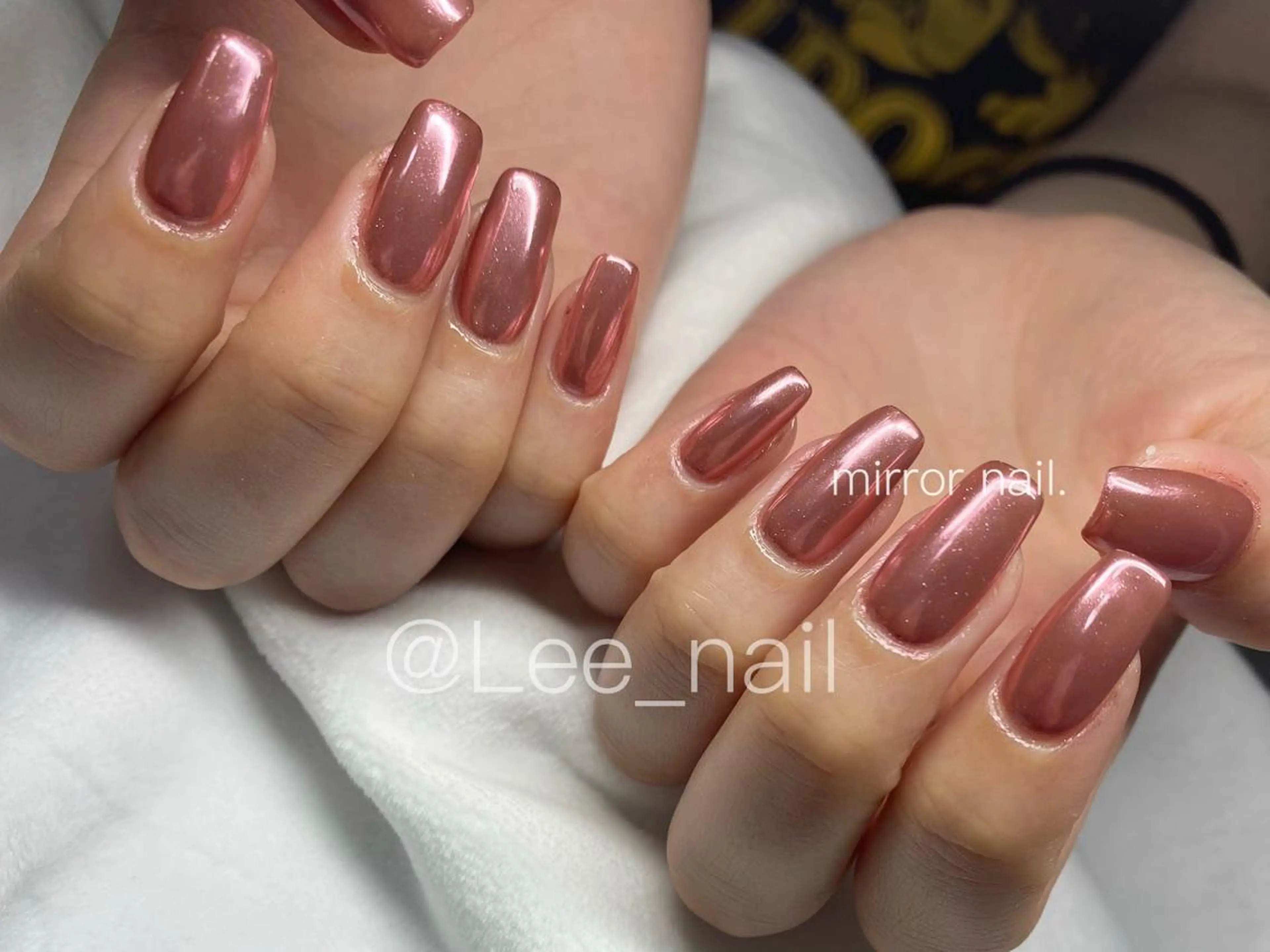 ネイル ミラーネイル ピンク ハンドネイル Lee_ nailのネイルデザイン