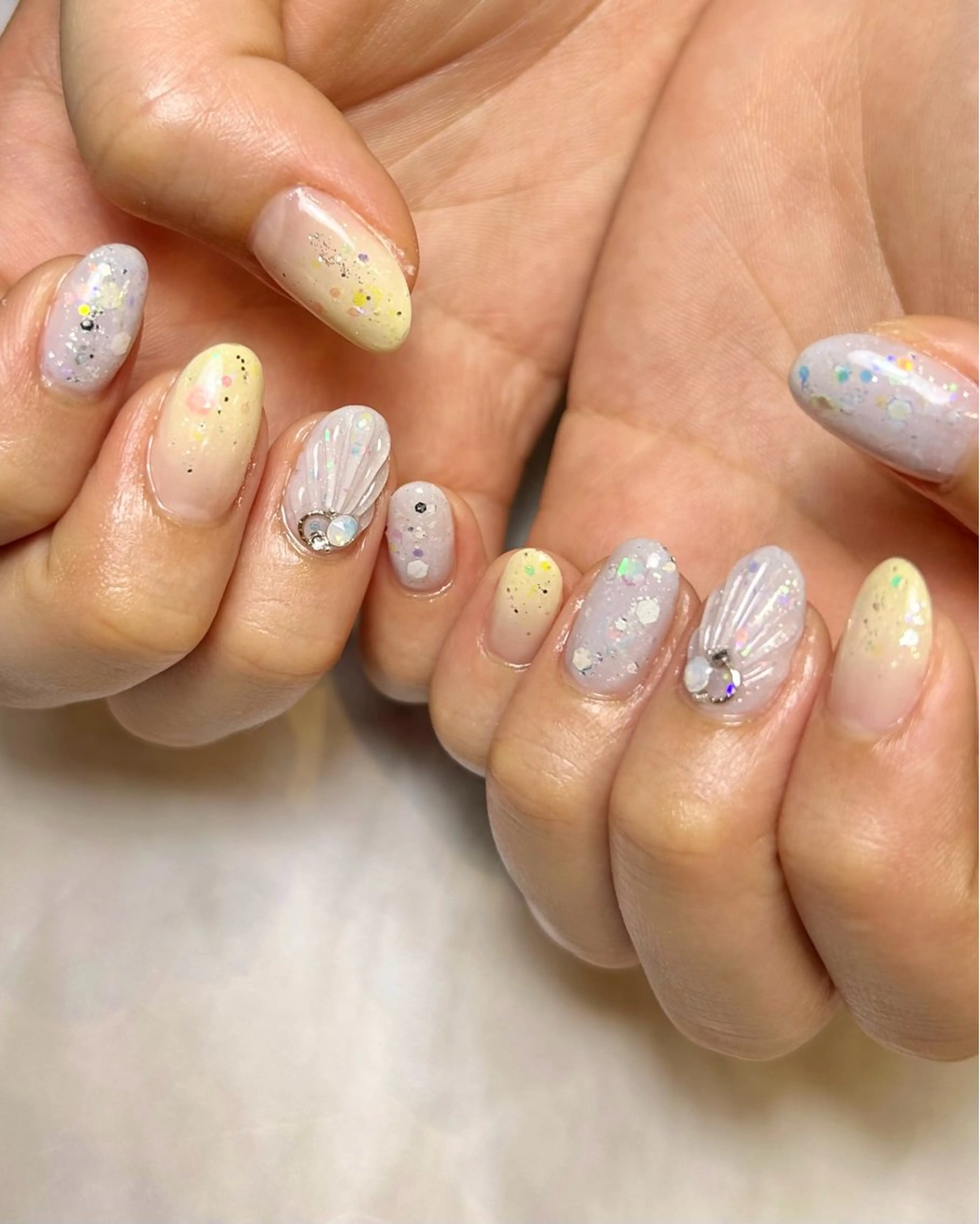 ネイル 持ち込み パステルネイル 黄色 ハンドネイル Reflection marikoのネイルデザイン