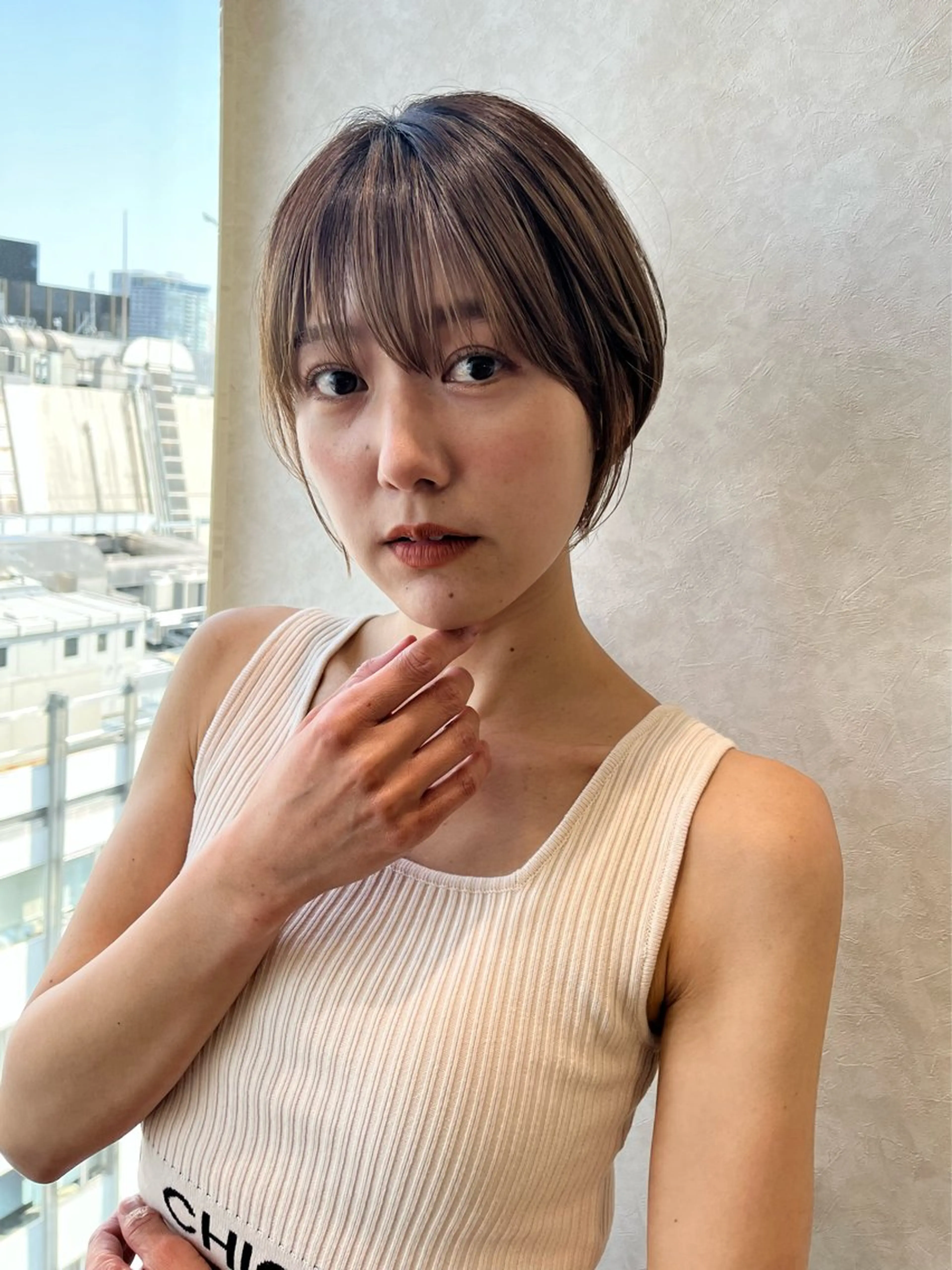 ショート 顔まわりカット 前髪カット安井楽人のヘアスタイル