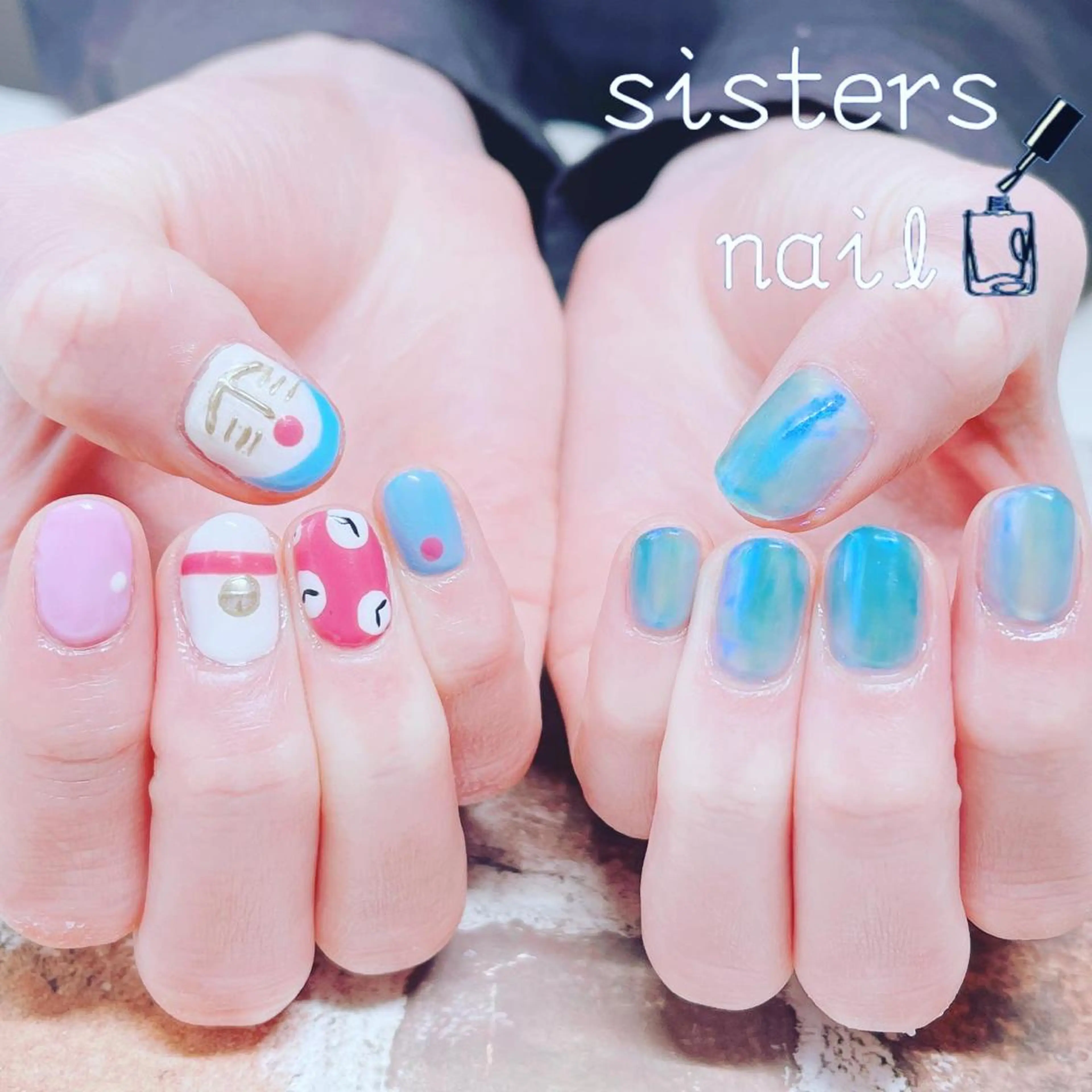 ネイル アートネイル 氷ネイル・うるうるネイル 韓国ネイル パープル ハンドネイル ハンドケア sisters nail.fのネイルデザイン
