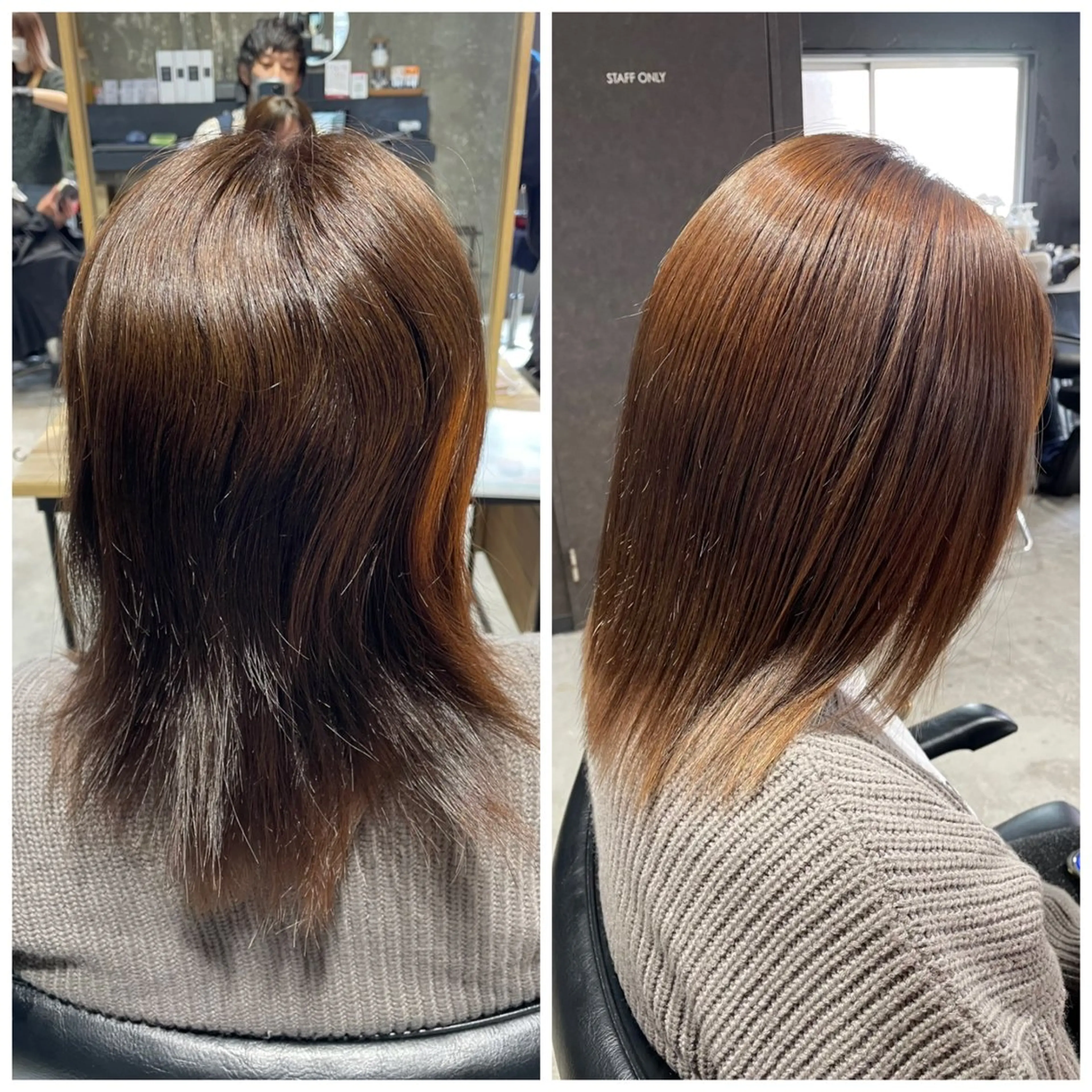 ミディアム 髪質改善 酸性ストレート 美髪カラー✨本間 貴広のヘアスタイル