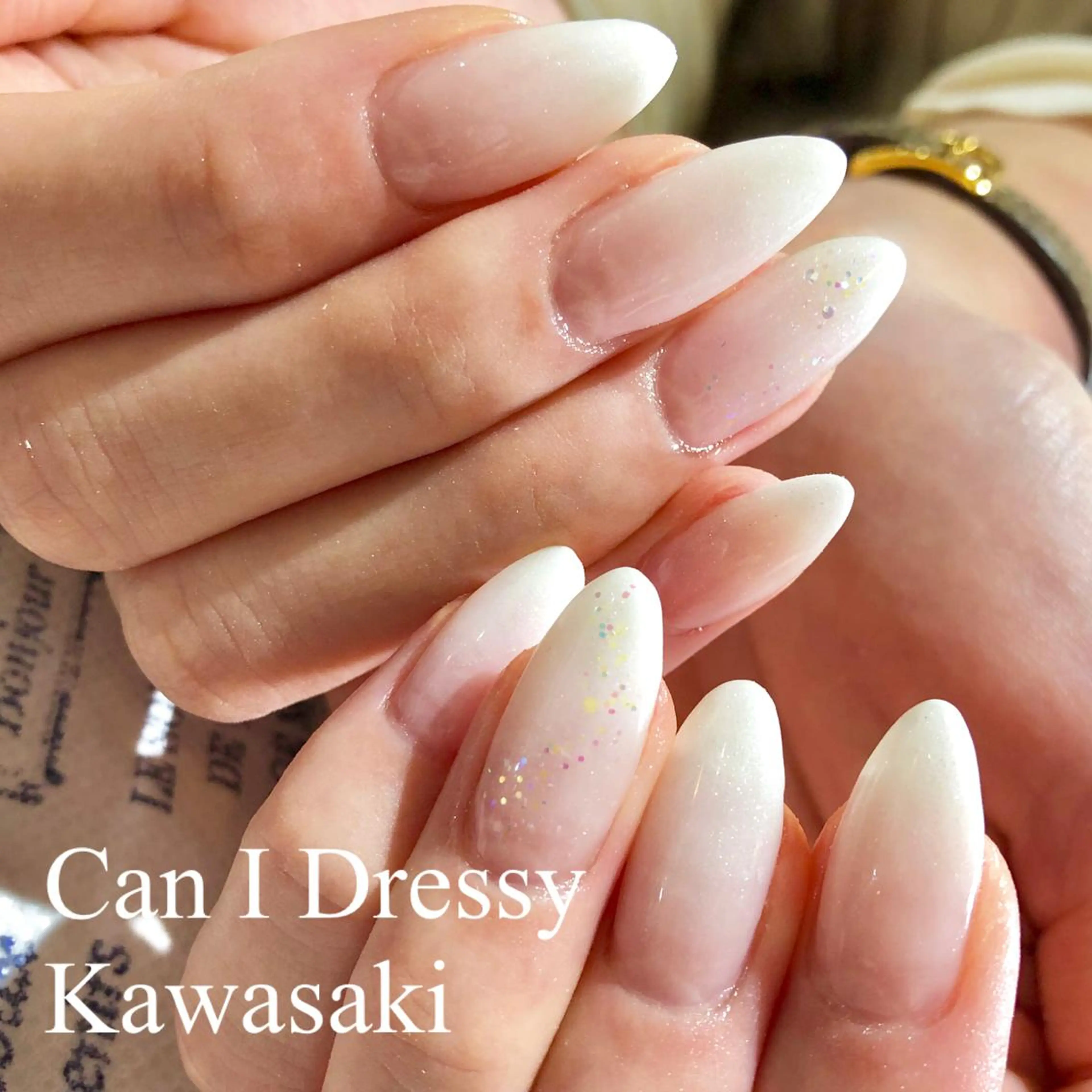 ネイル グラデーション ホワイト ハンドネイル Can I 川崎店 三島 久美子のネイルデザイン